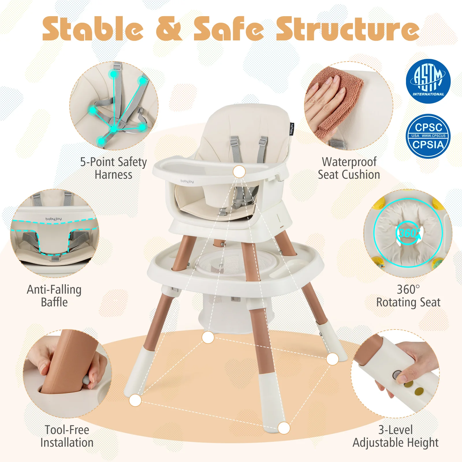 16-In-1 Baby High Chair, Activity Center, Booster Seat, White - Image 6