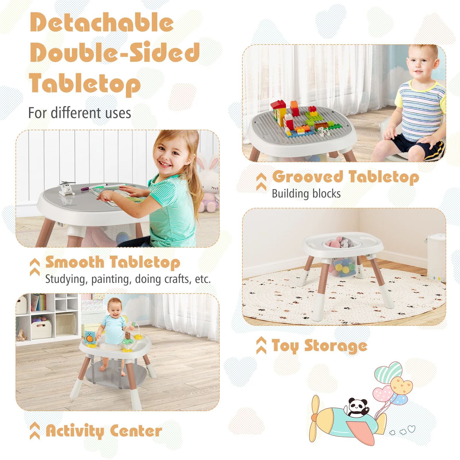 16-In-1 Baby High Chair, Activity Center, Booster Seat, White - Image 9