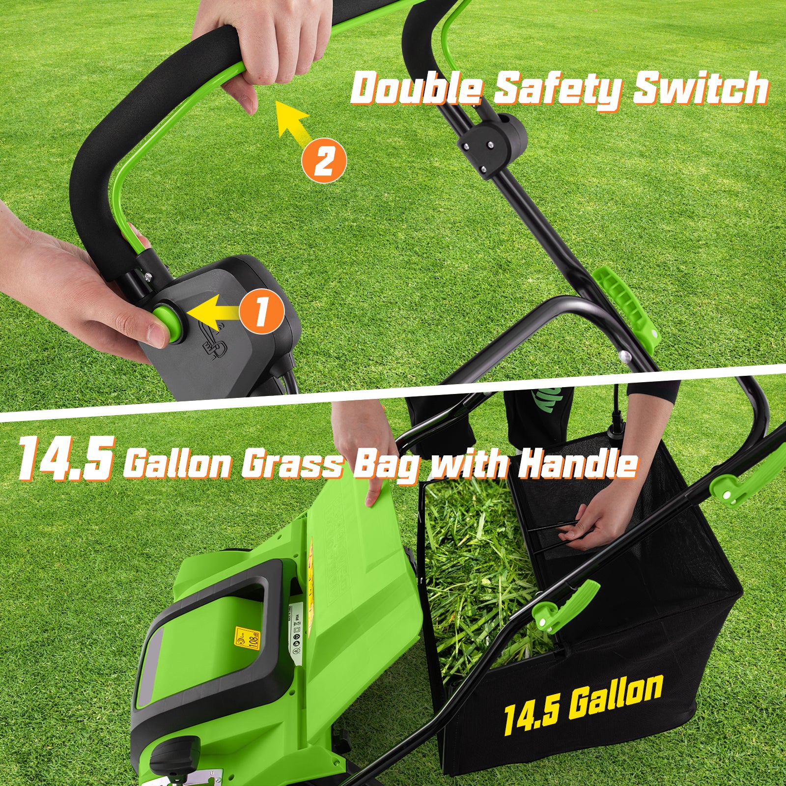 16-Inch Electric Lawn Dethatcher, Scarifier, Green - Image 10