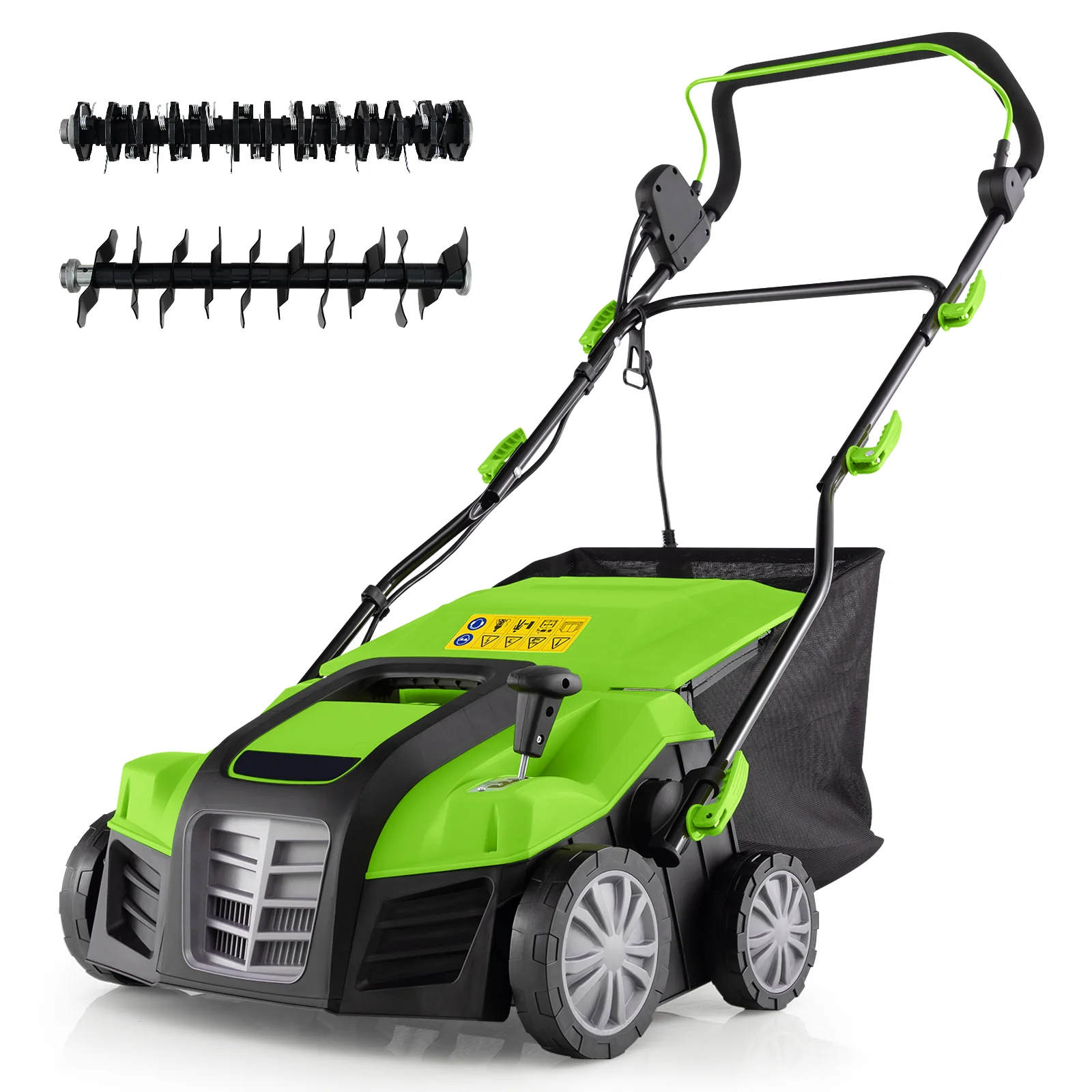 16-Inch Electric Lawn Dethatcher, Scarifier, Green - Image 3