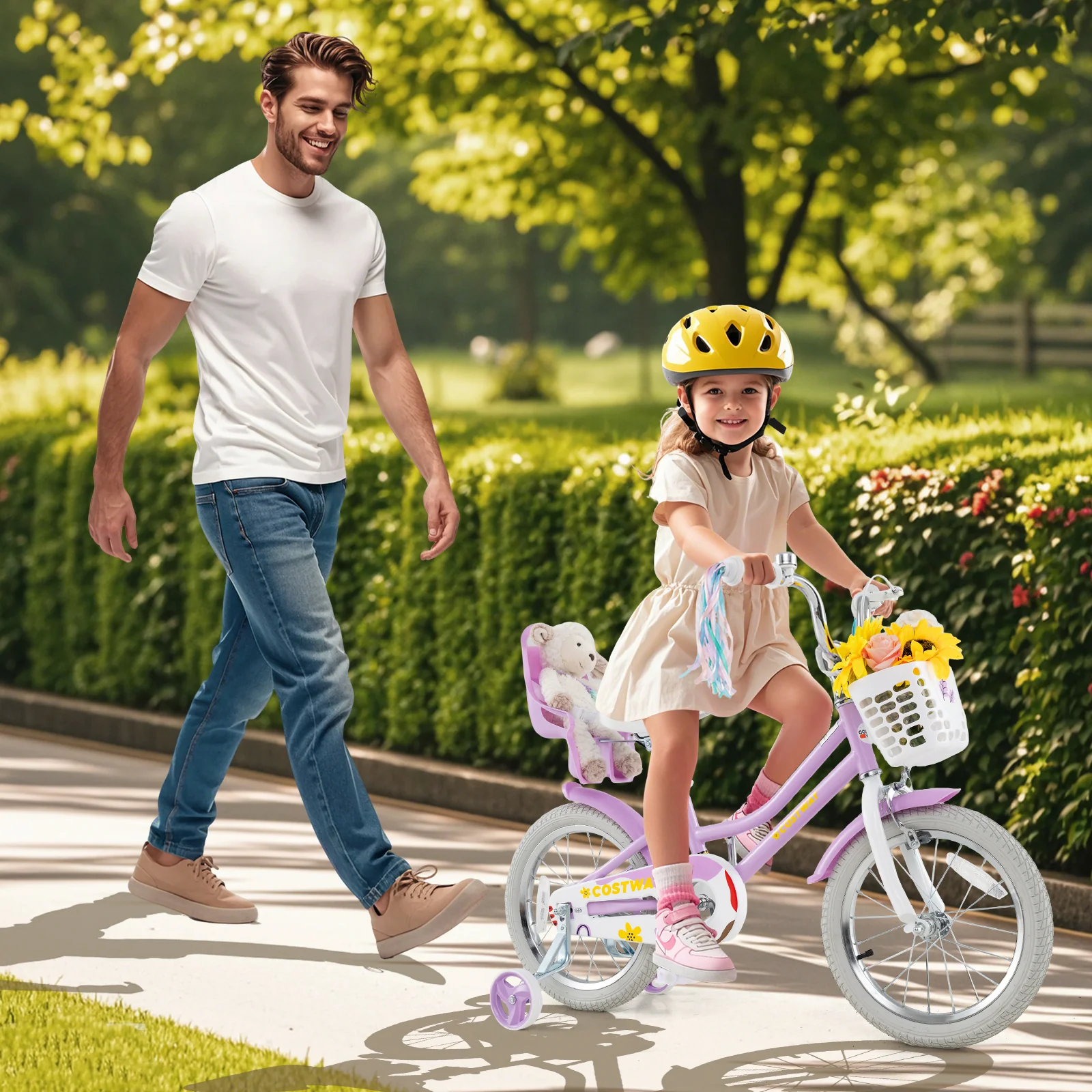 16 Inch Girls Bike, Doll Seat And Streamers, For Children 4-7 Years, Purple - Image 2