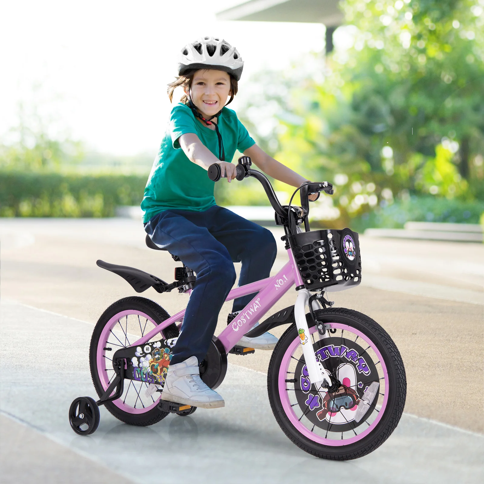 16 Inch Kids Bike, 4-8 Years, Adjustable Handlebar, Purple - Image 2