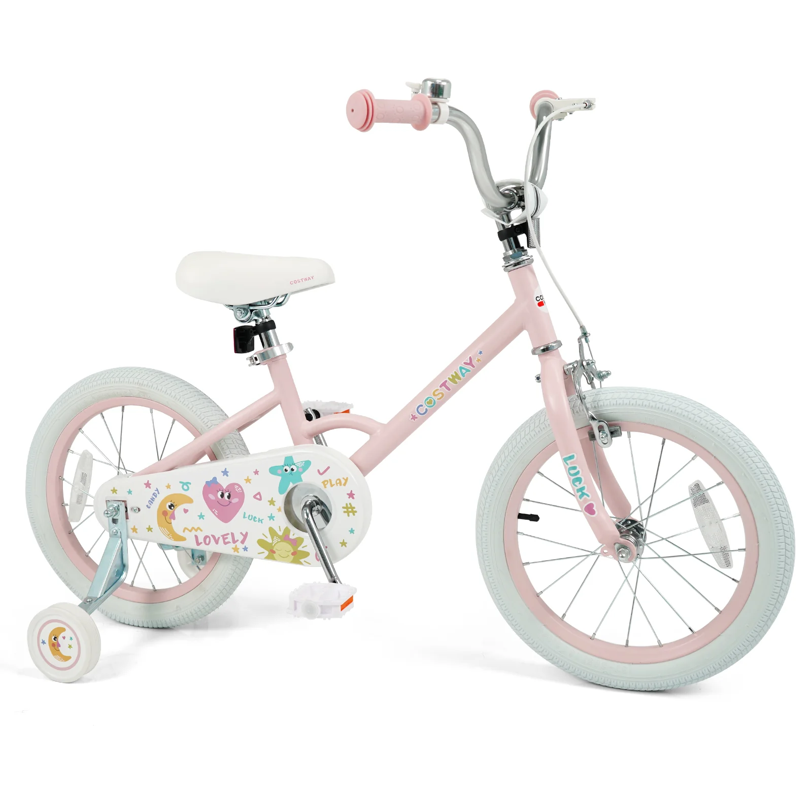 16 Inch Kids Bike Adjustable for 3-8 Years Old Children Pink - Stars & Moon, Pink - Image 4