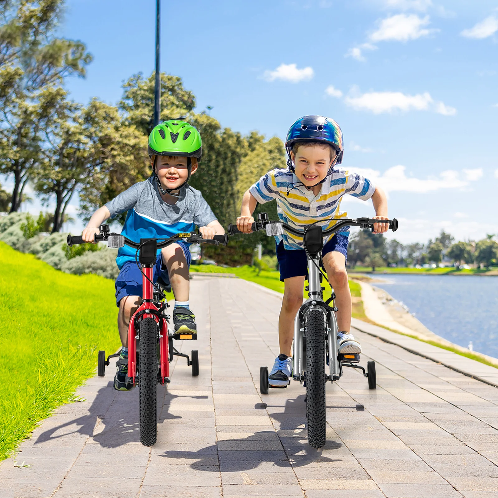 16-Inch Kids Bike For Boys Girls, Adjustable, High Carbon Steel Frame, Silver - Image 3