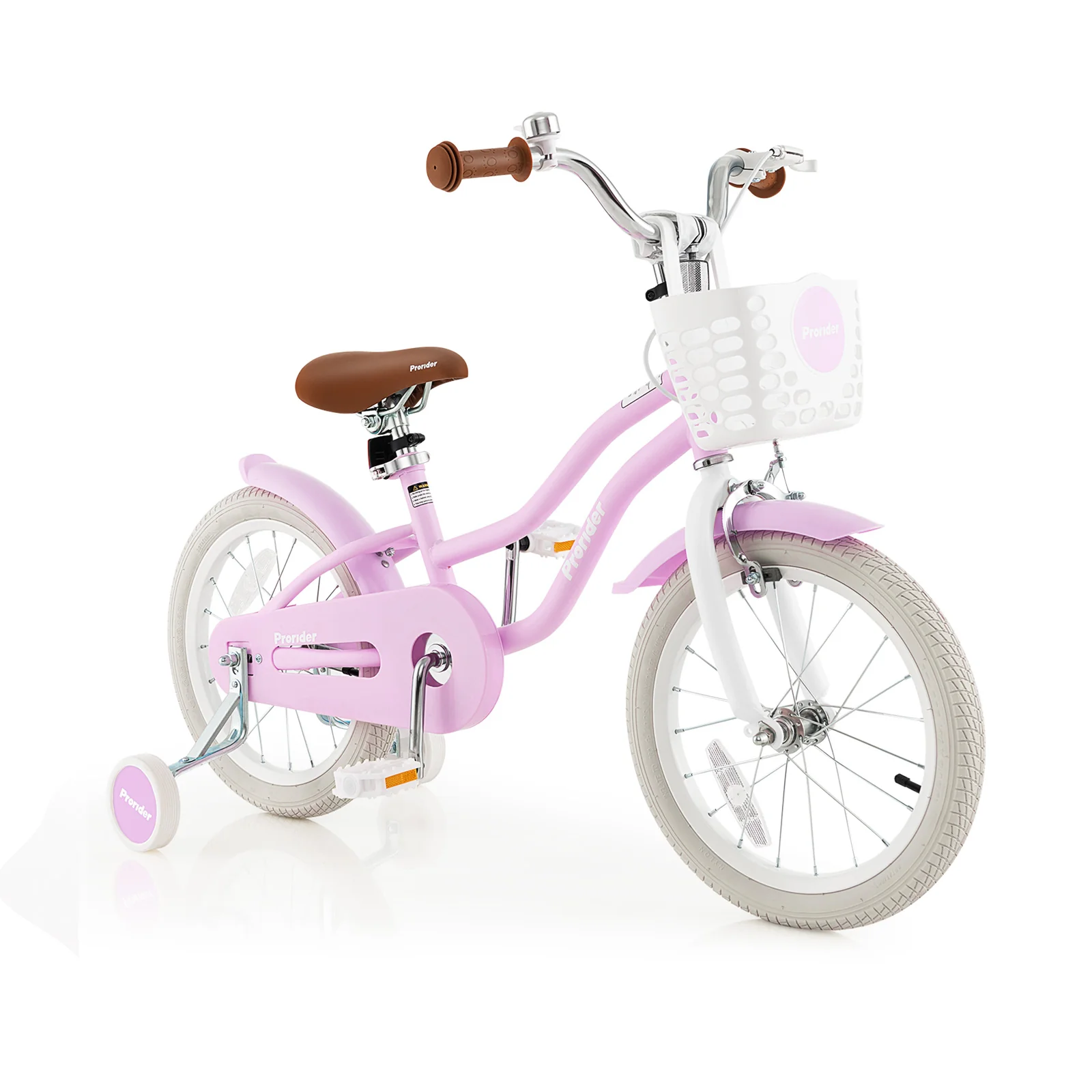 16 Inch Kids Bike, Front Handbrake, Training Wheels, Purple - Image 3