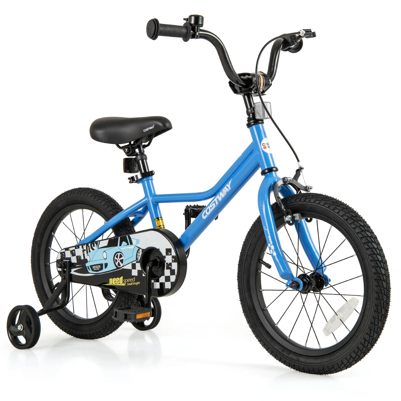 16 Inch Kids Bike, Removable Training Wheels, Ages 4-7, Blue
