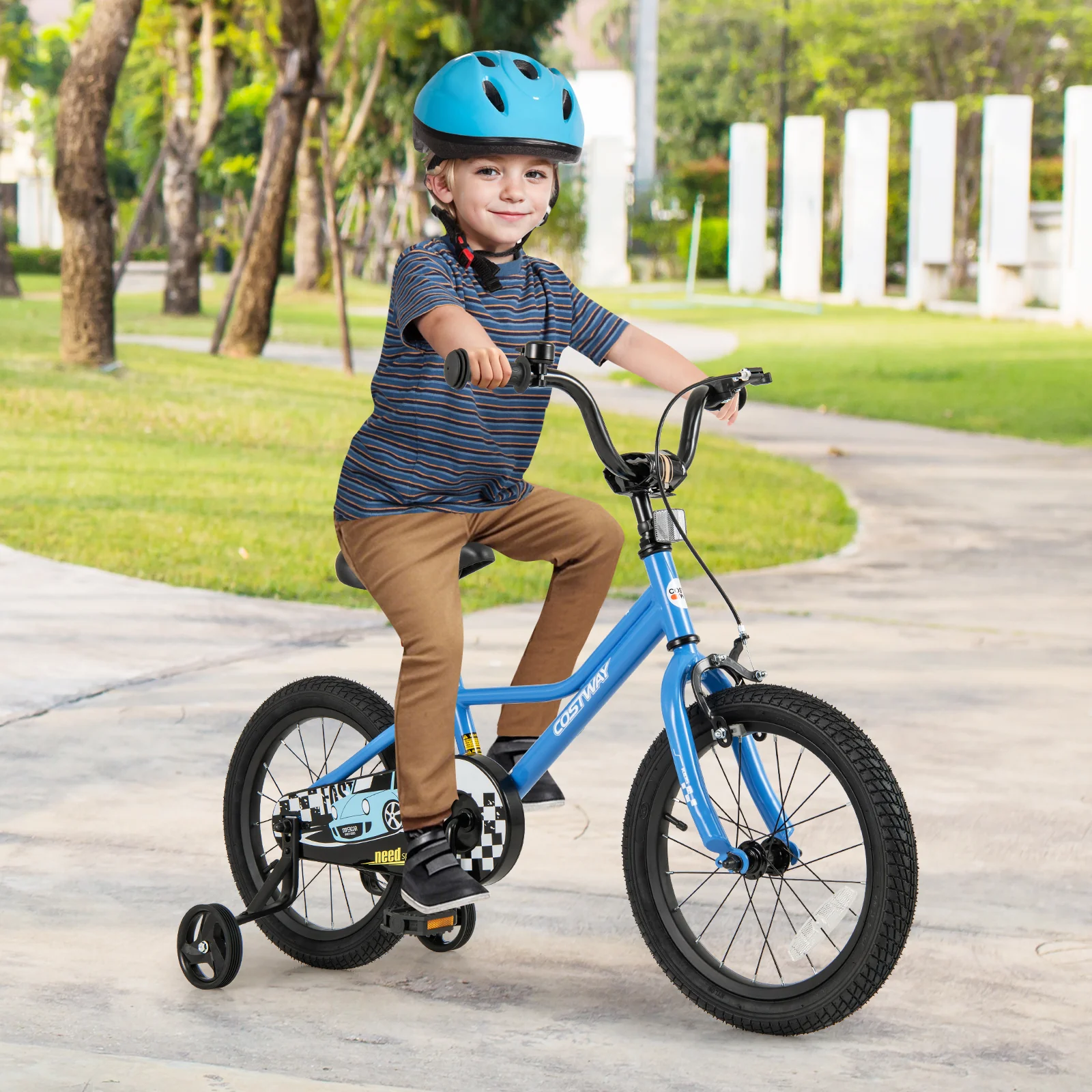 16 Inch Kids Bike, Removable Training Wheels, Ages 4-7, Blue - Image 2