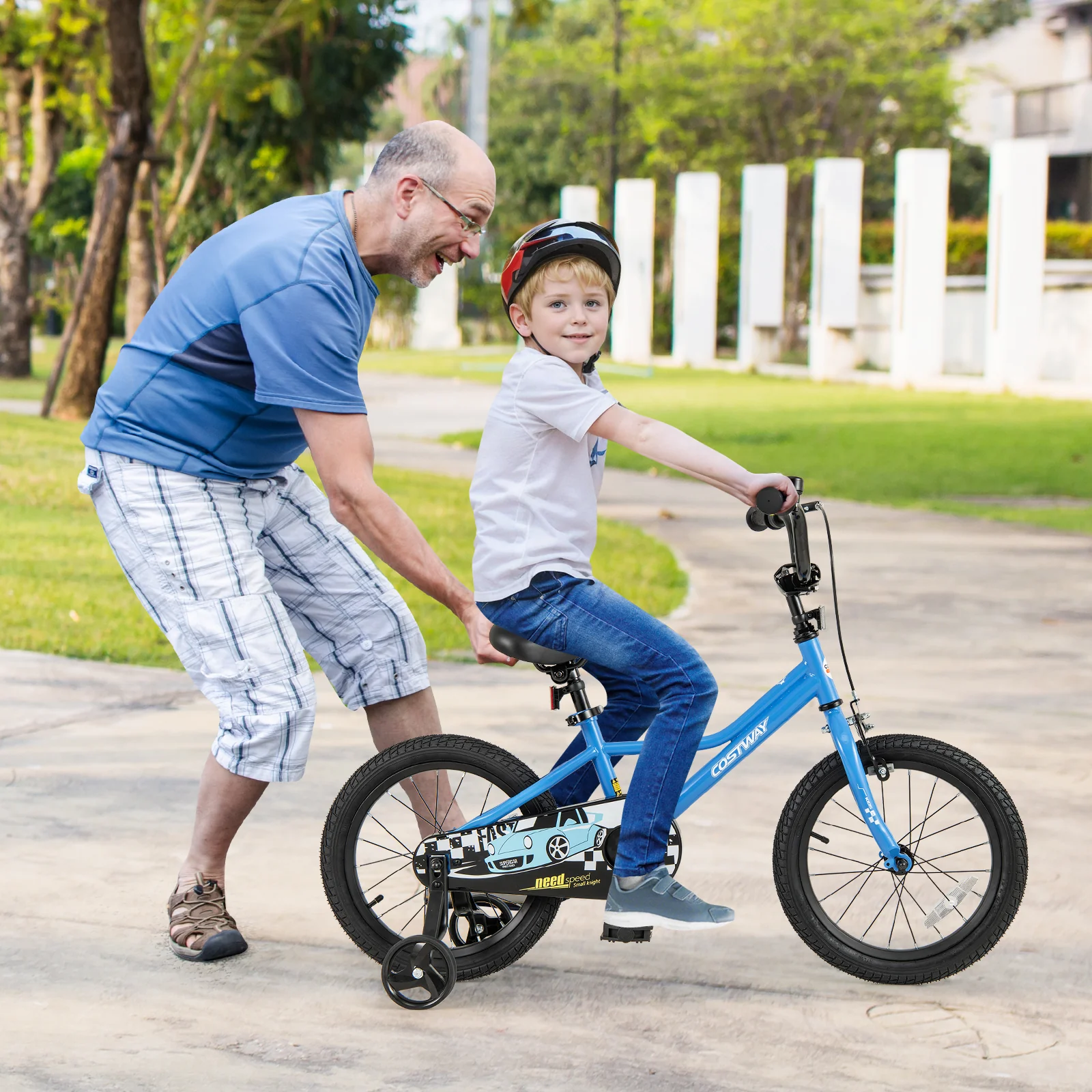 16 Inch Kids Bike, Removable Training Wheels, Ages 4-7, Blue - Image 3