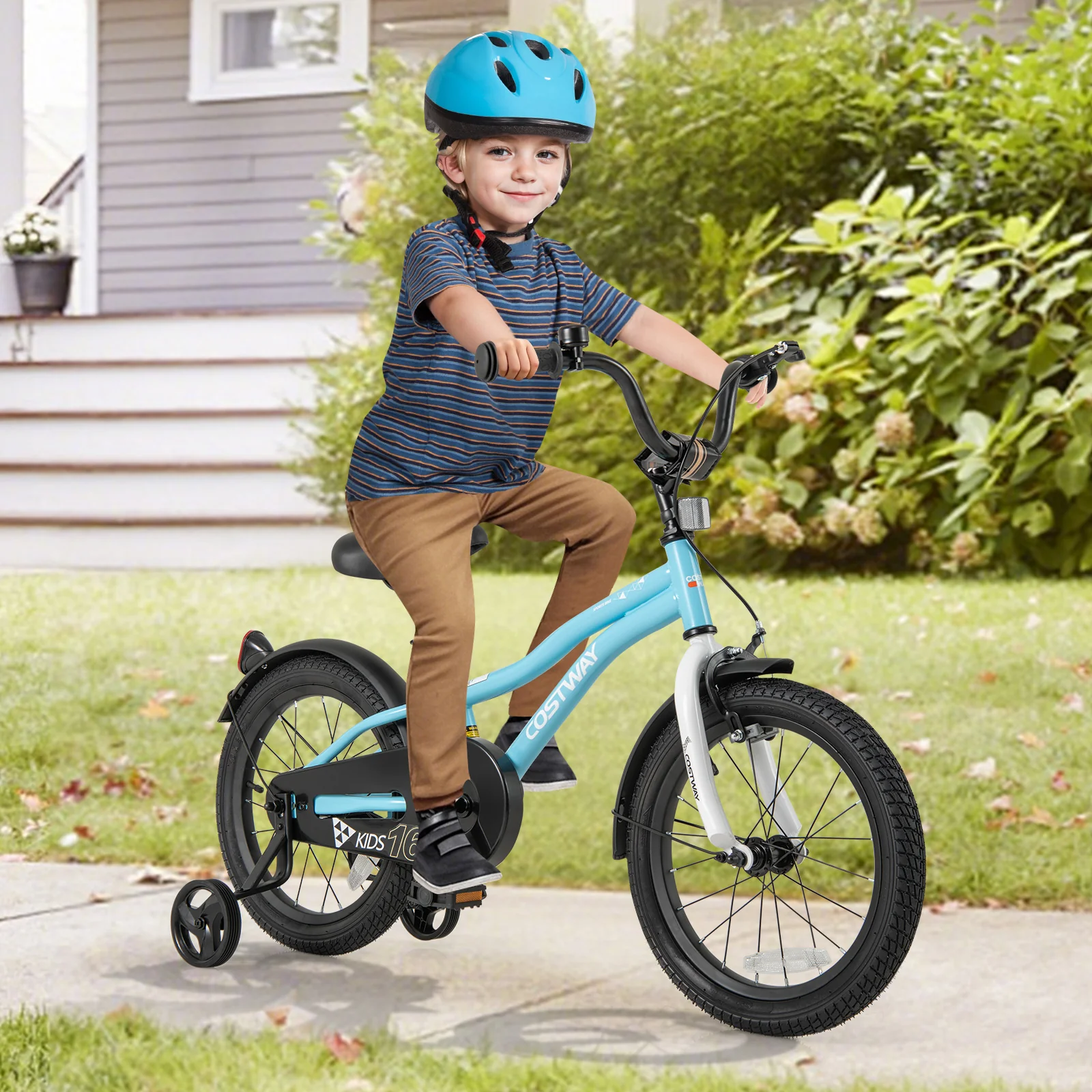 16-Inch Kids Bike, Training Wheels, For 4-7 Years Old, Blue - Image 2