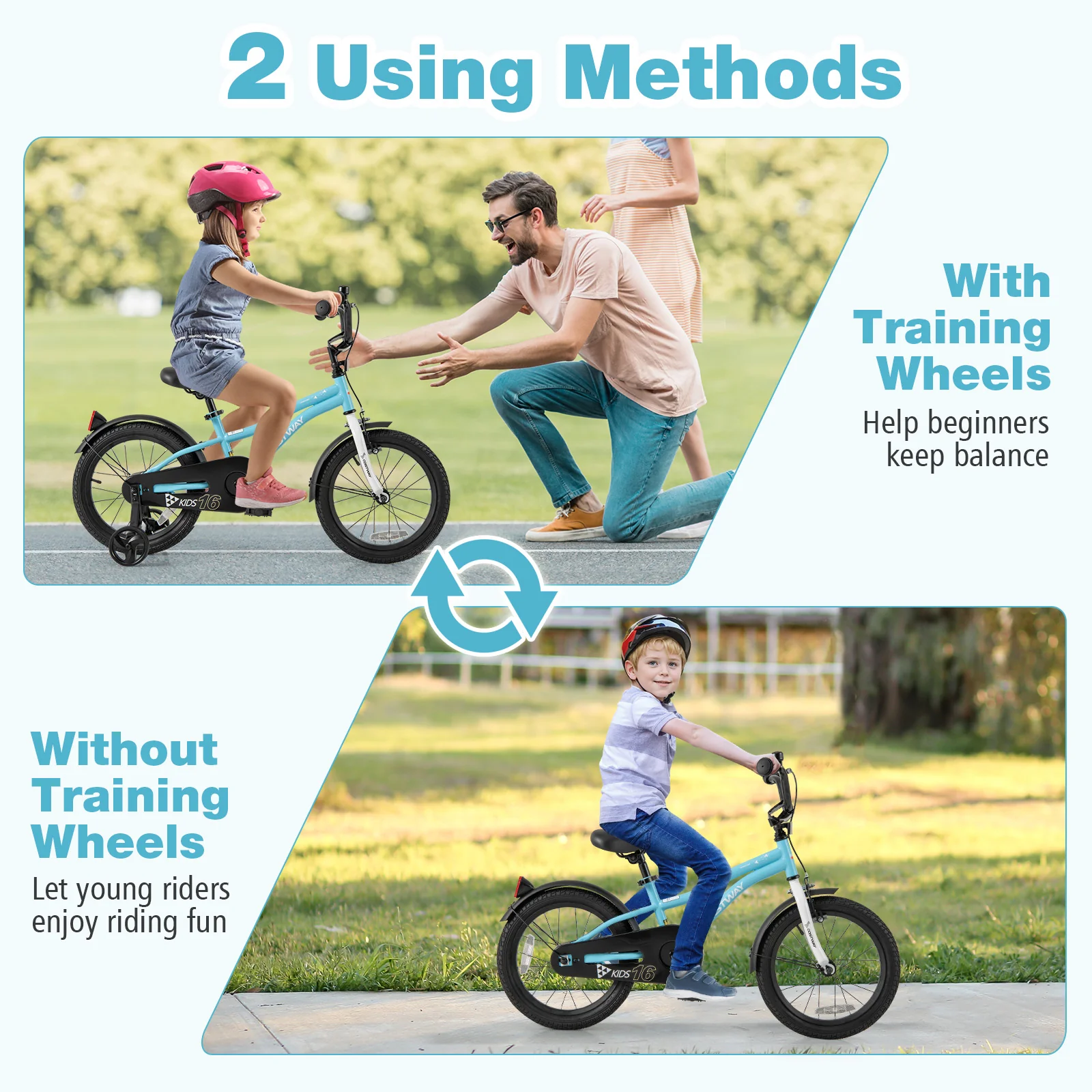 16-Inch Kids Bike, Training Wheels, For 4-7 Years Old, Blue - Image 8