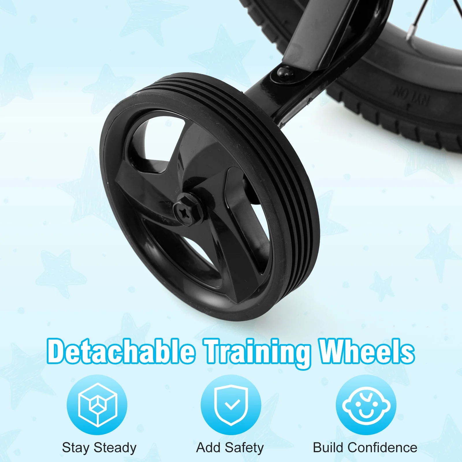 16 Inch Kids Bike With Basket, Training Wheels, Black - Image 10