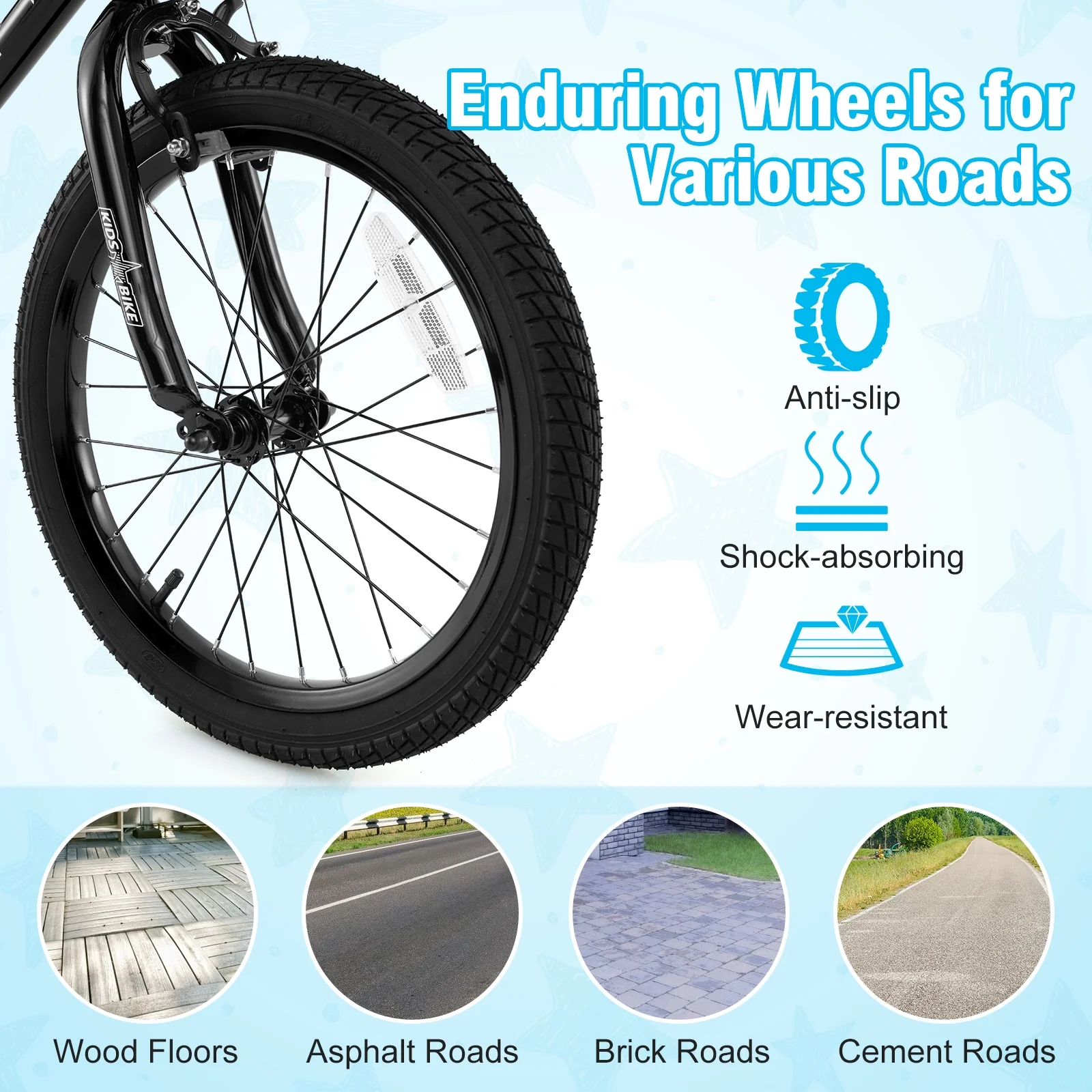 16 Inch Kids Bike With Basket, Training Wheels, Black - Image 9