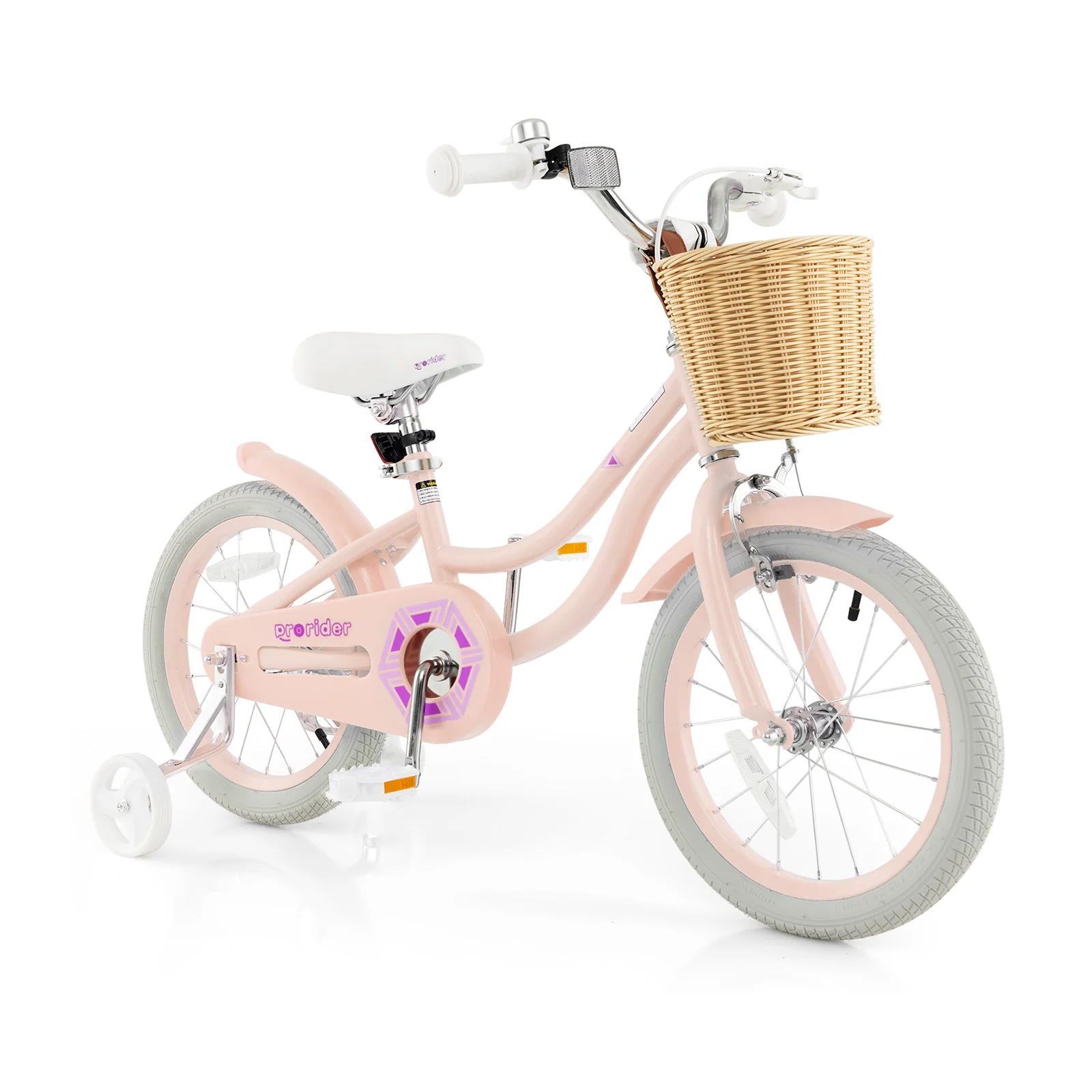 16-Inch Kids Bike With Training Wheels, Adjustable Seat, Pink - Image 4