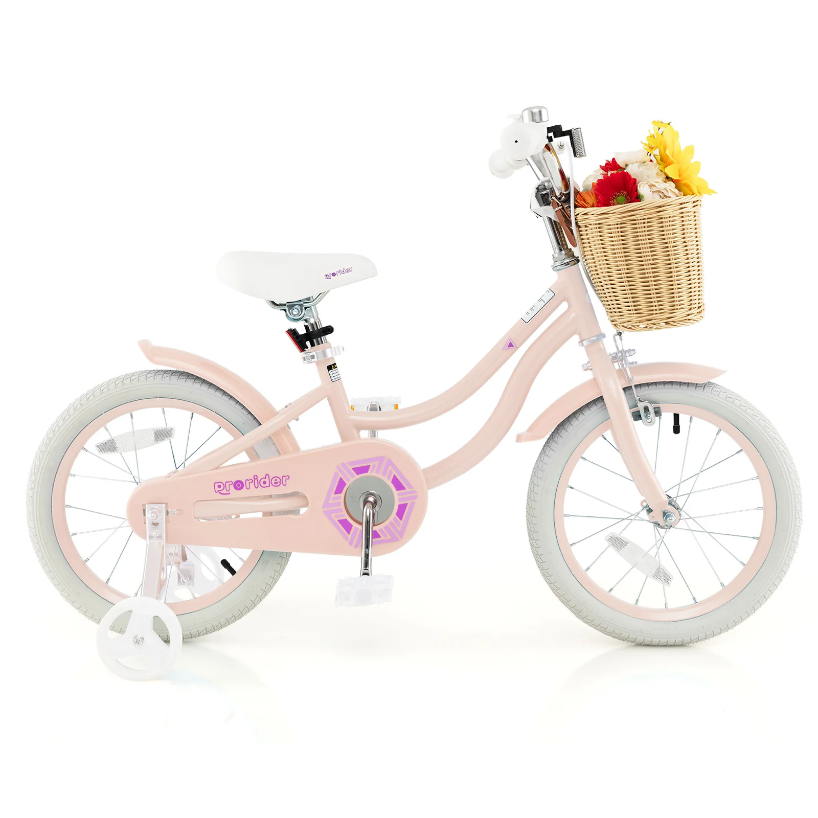 16-Inch Kids Bike With Training Wheels, Adjustable Seat, Pink - Image 5