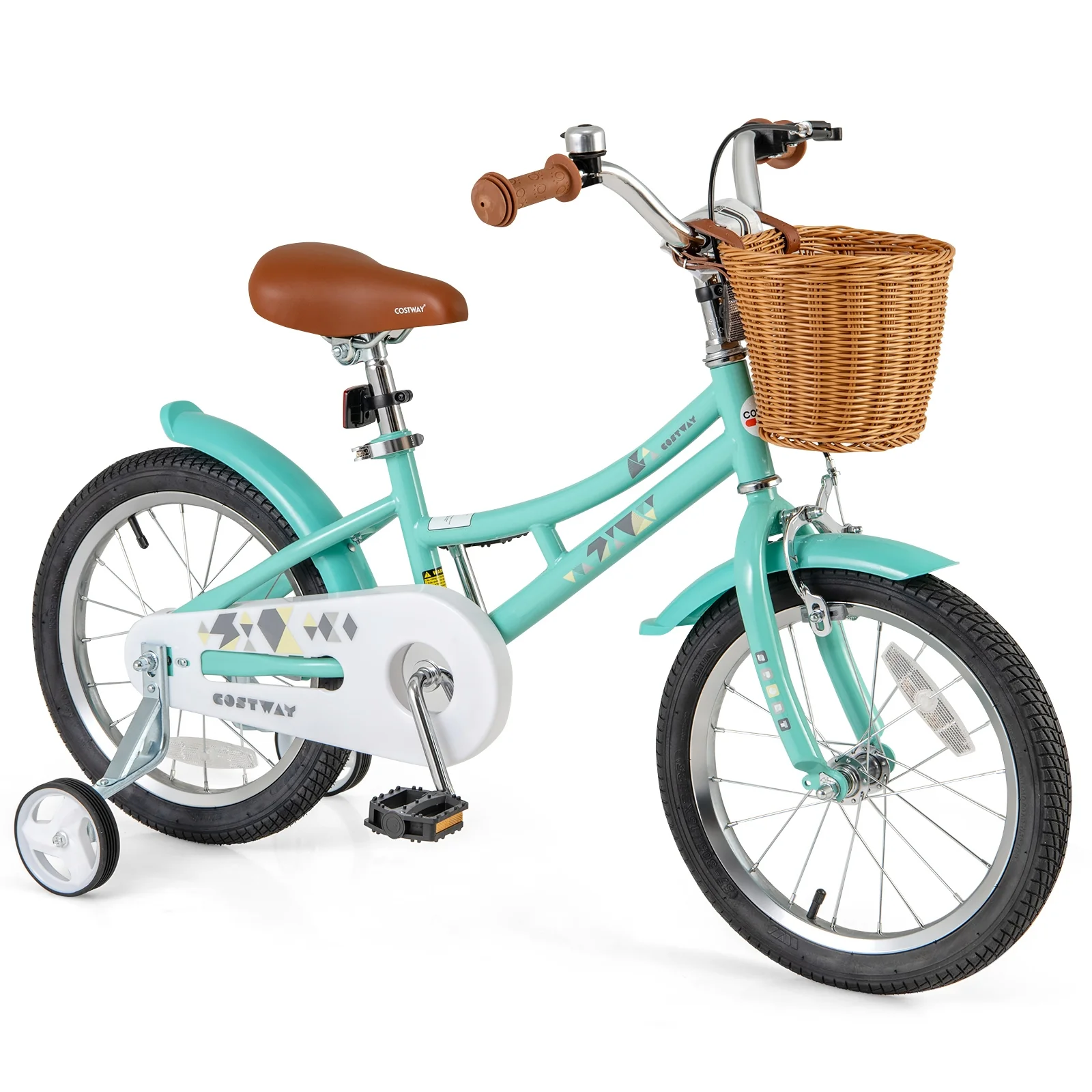 16 Inch Kids Bike With Training Wheels, Ages 4-7 Years, Green