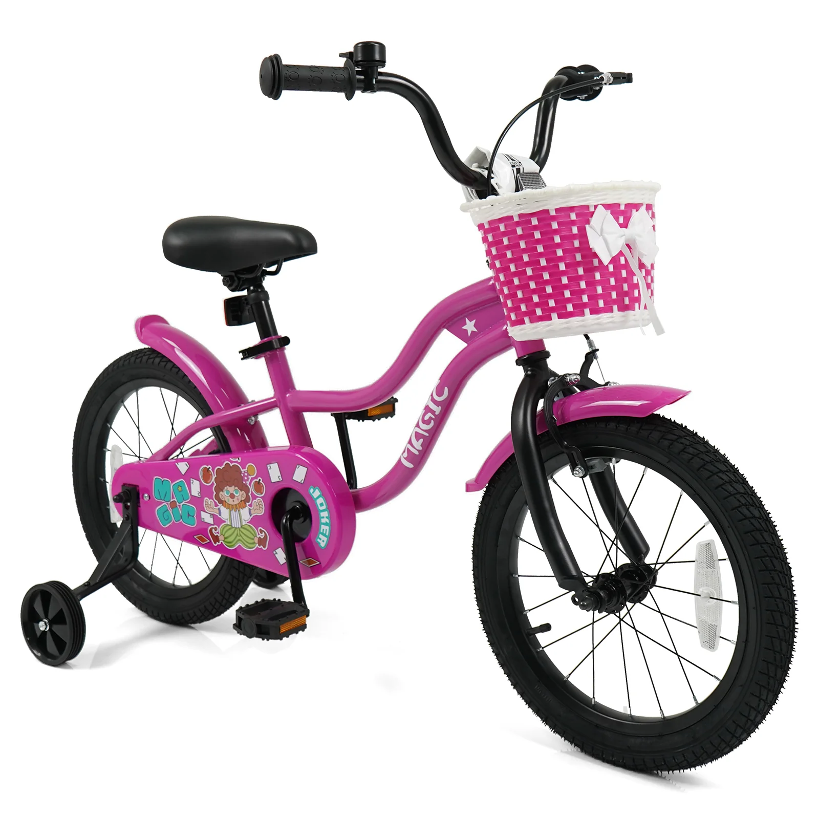 16 Inch Kids Bike with Training Wheels for Aged 4-7 Years Old - Magic Rose, Rose Red - Image 4