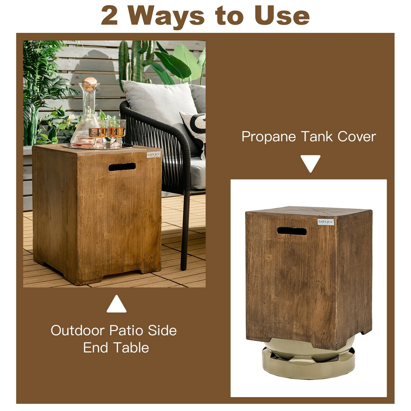 16 Inch Outdoor Propane Tank Cover, Rustic Brown - Image 6