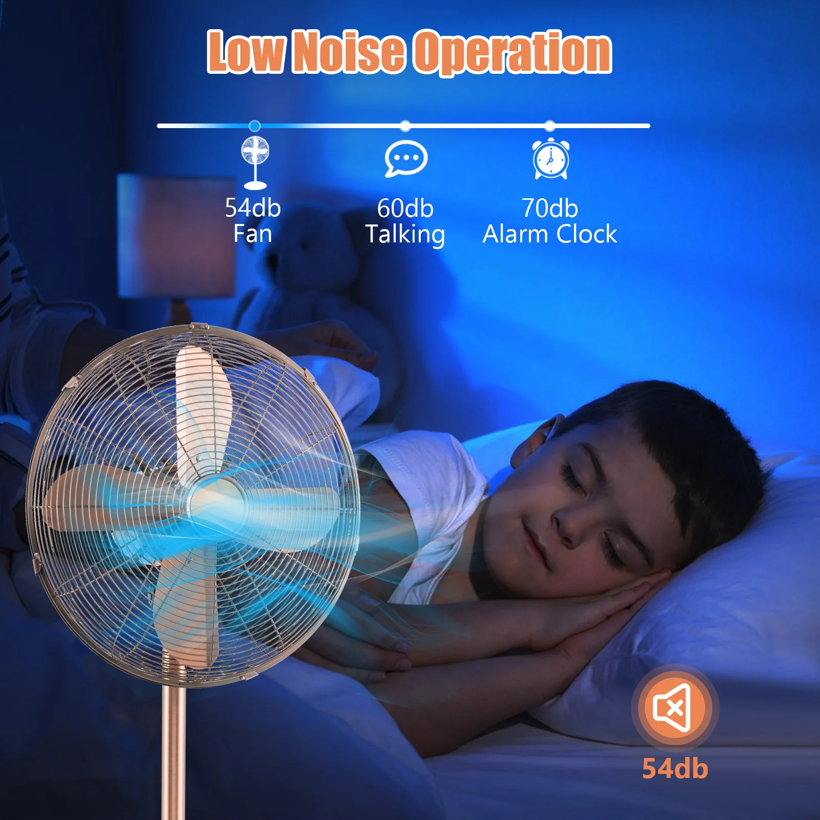 16 Inch Pedestal Standing Fan, 3 Speeds, Adjustable Height, Copper - Image 10
