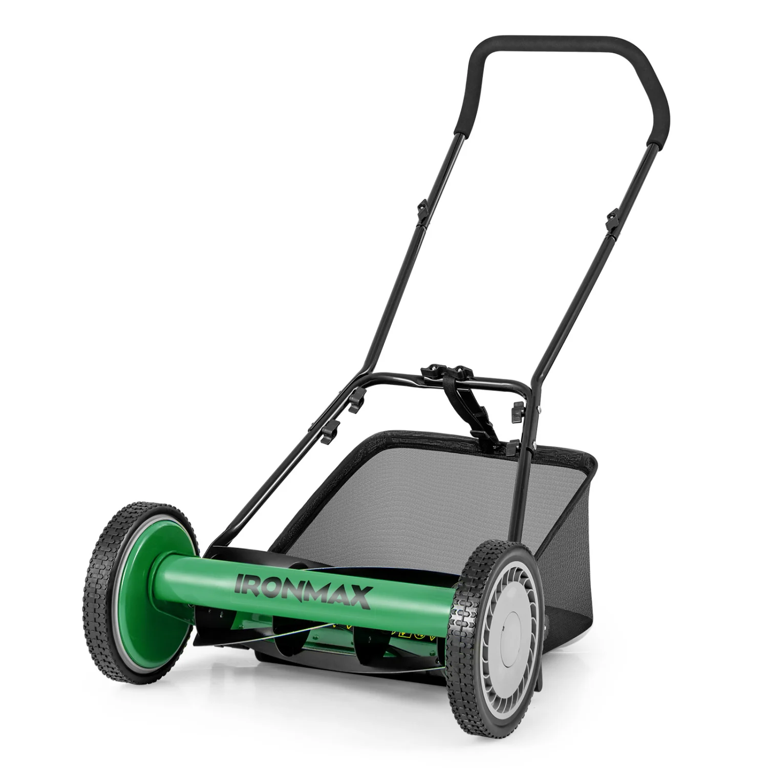 16 Inch Push Lawn Mower, 5 Steel Blades, Grass Catcher Bag, Green - Image 3