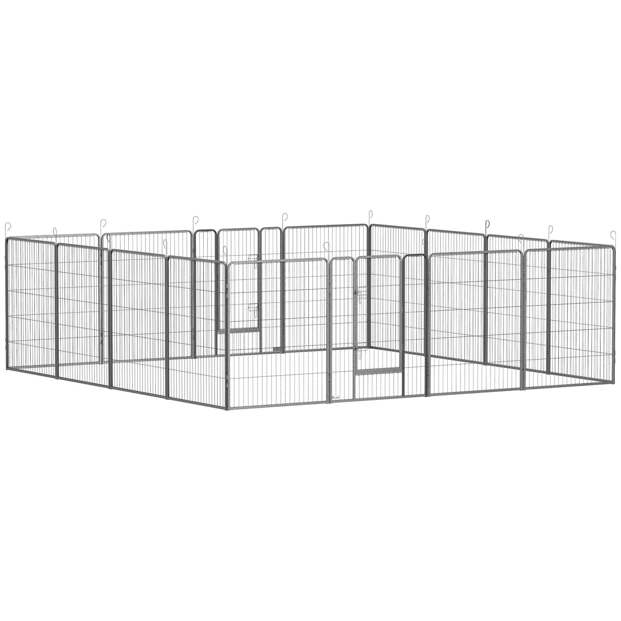 16 Panel 39" Heavy Duty Dog Playpen, Small Medium Large Dogs, Grey