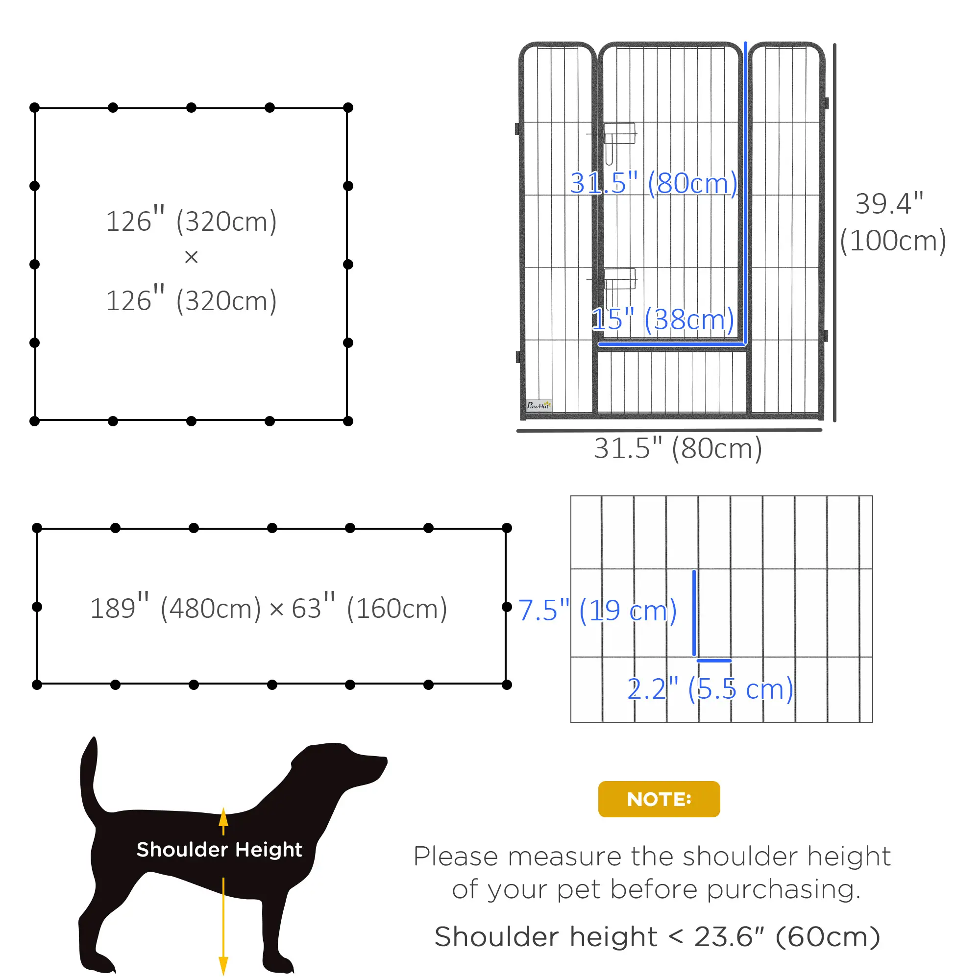 16 Panel 39" Heavy Duty Dog Playpen, Small Medium Large Dogs, Grey - Image 3