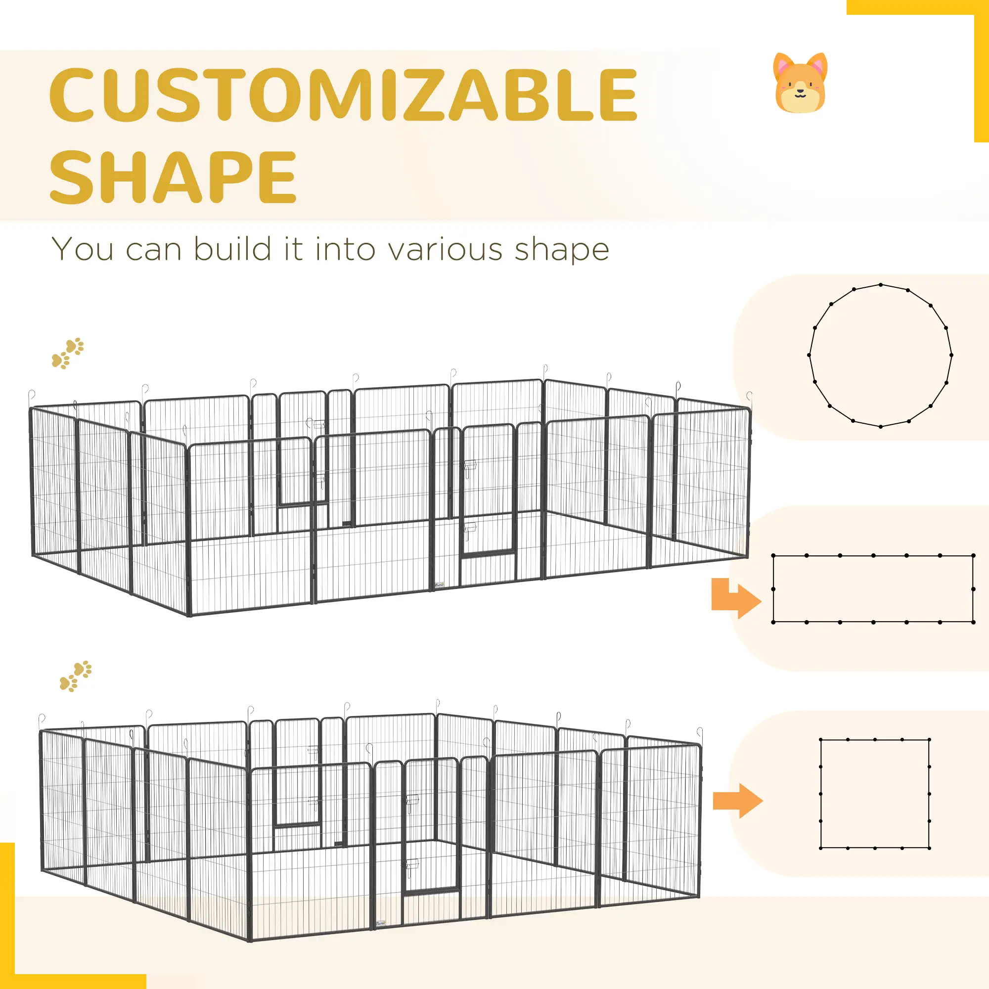 16 Panel 39" Heavy Duty Dog Playpen, Small Medium Large Dogs, Grey - Image 5