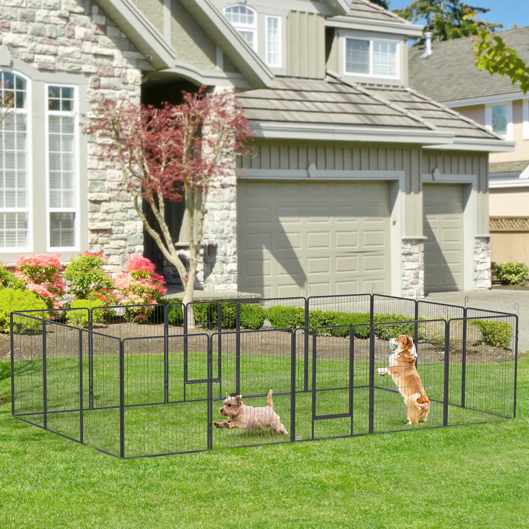 16 Panel 39" Heavy Duty Dog Playpen, Small Medium Large Dogs, Grey - Image 8