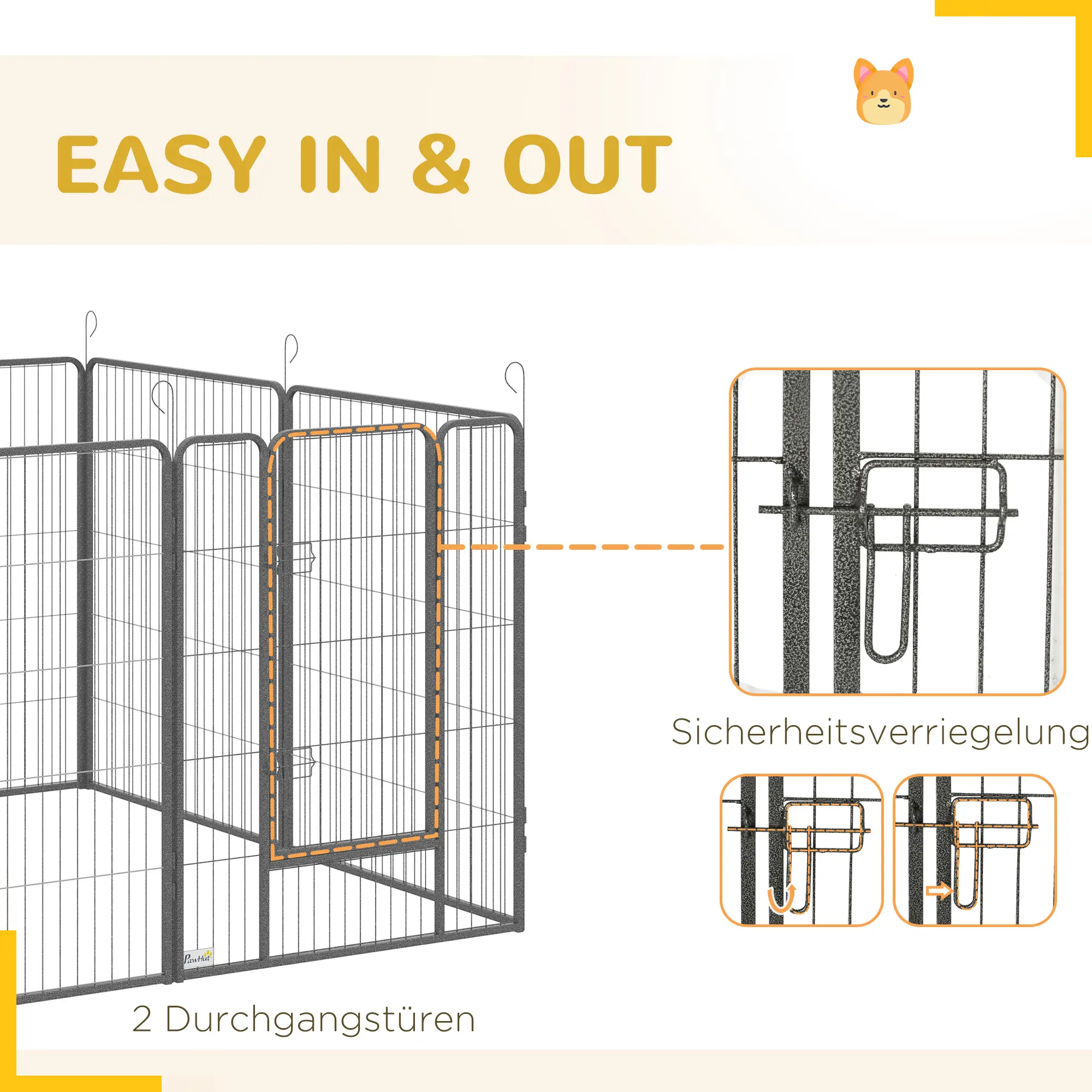 16 Panel 39" Heavy Duty Dog Playpen, Small Medium Large Dogs, Grey - Image 9