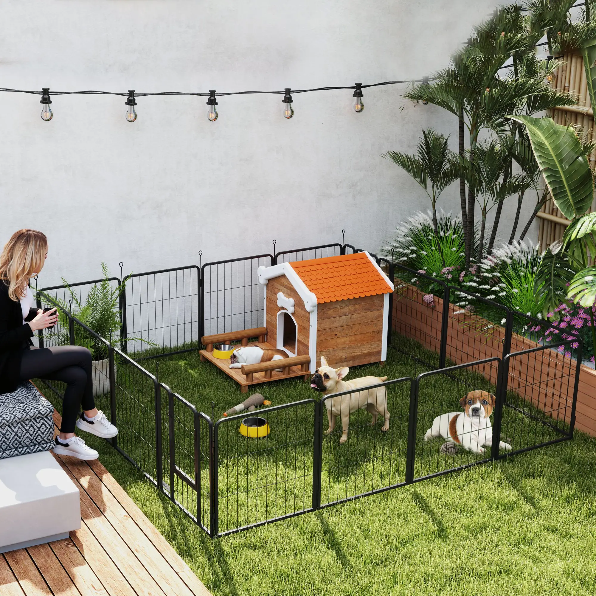 16 Panel Dog Playpen, Portable DIY, 24" Height, For Small Dogs - Image 2