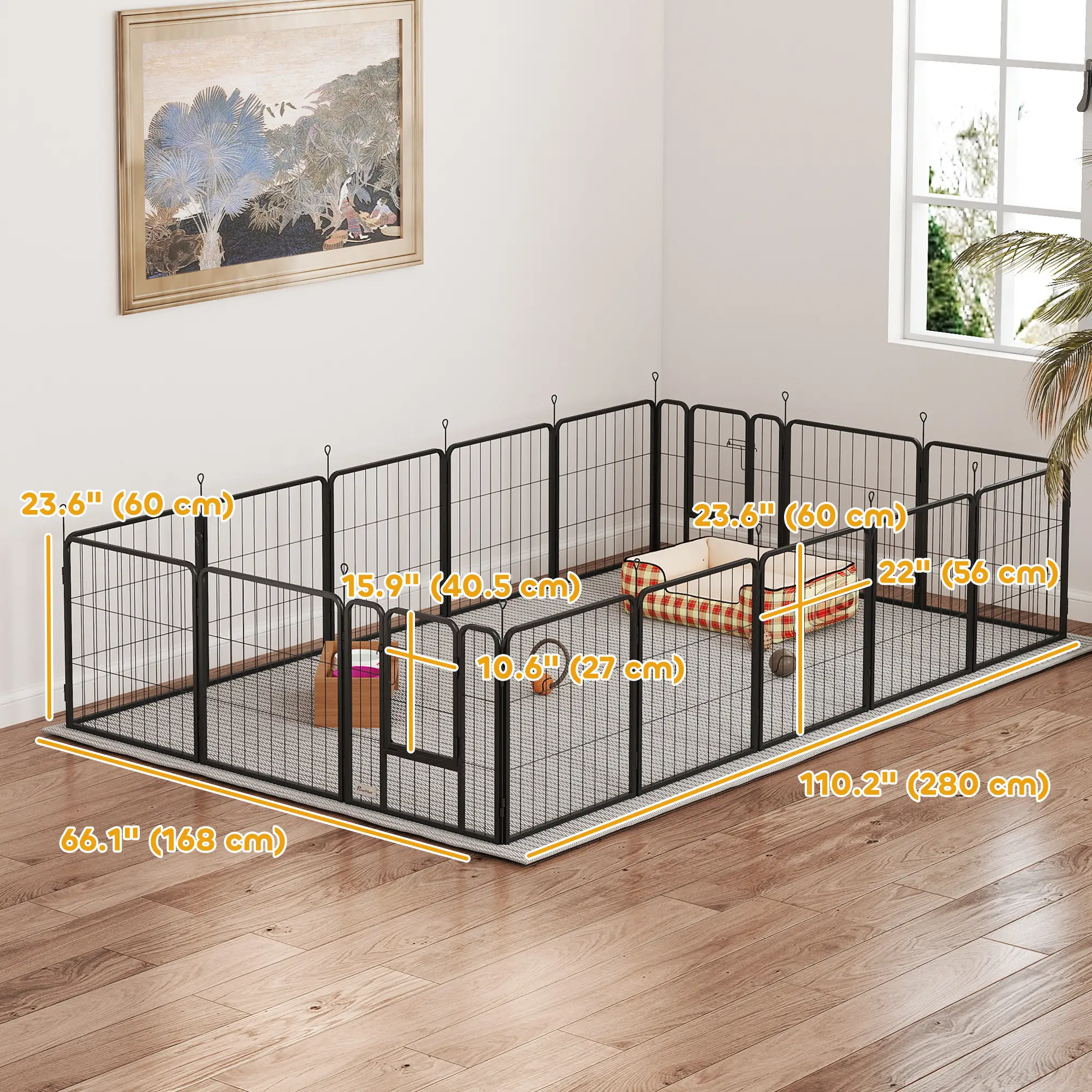 16 Panel Dog Playpen, Portable DIY, 24" Height, For Small Dogs - Image 3