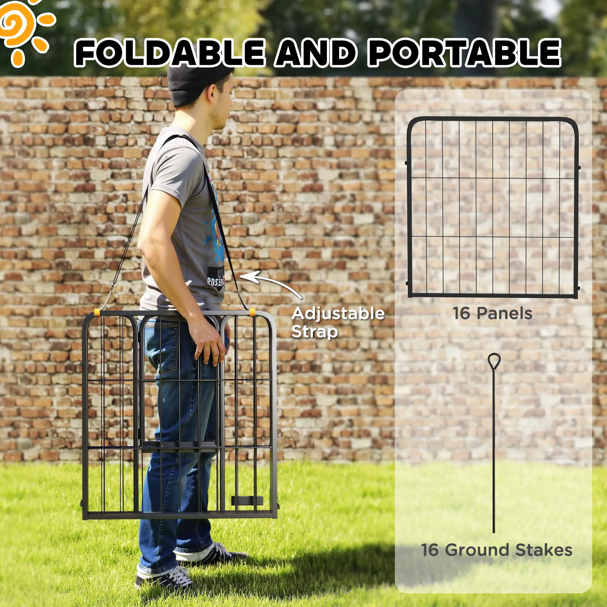 16 Panel Dog Playpen, Portable DIY, 24" Height, For Small Dogs - Image 4
