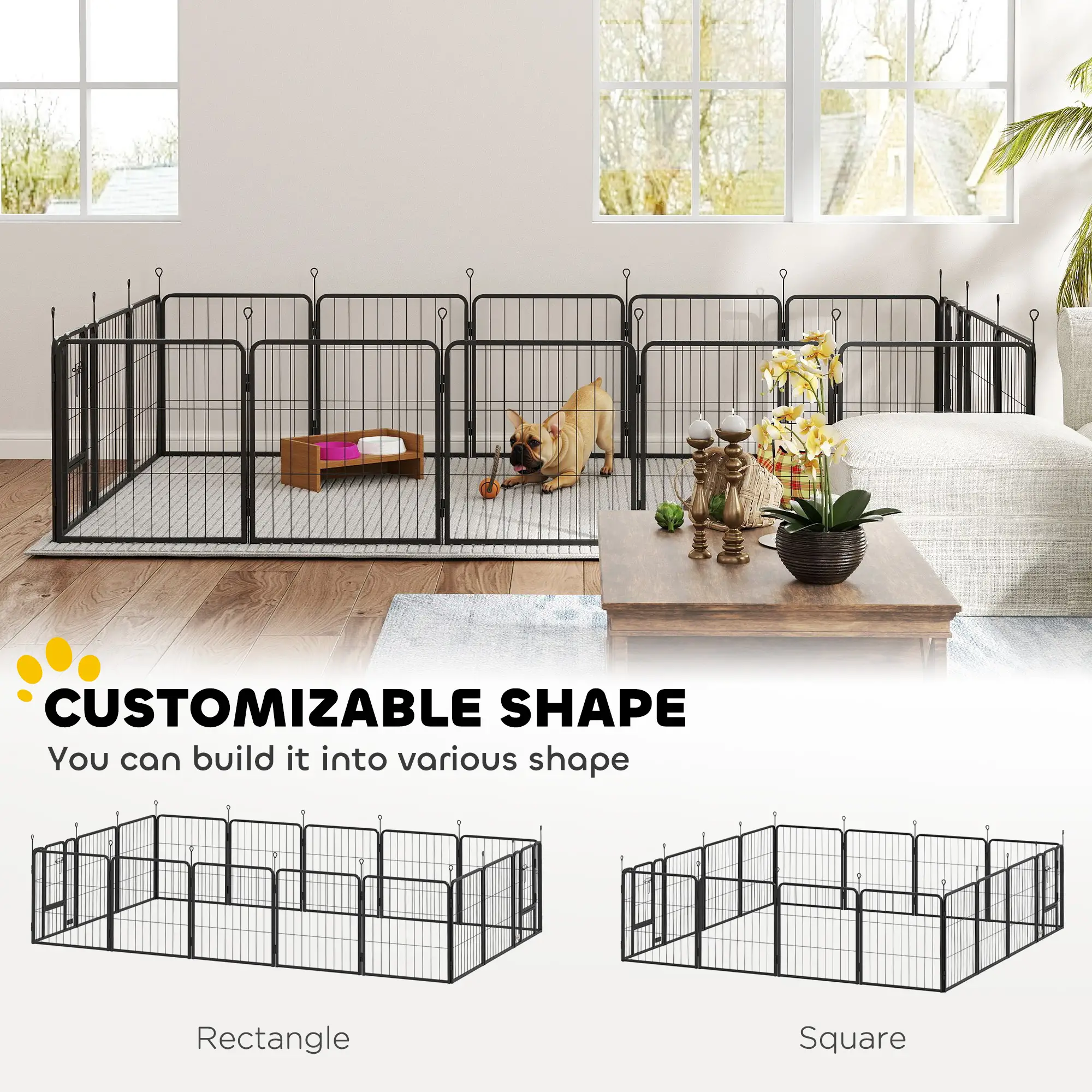 16 Panel Dog Playpen, Portable DIY, 24" Height, For Small Dogs - Image 5