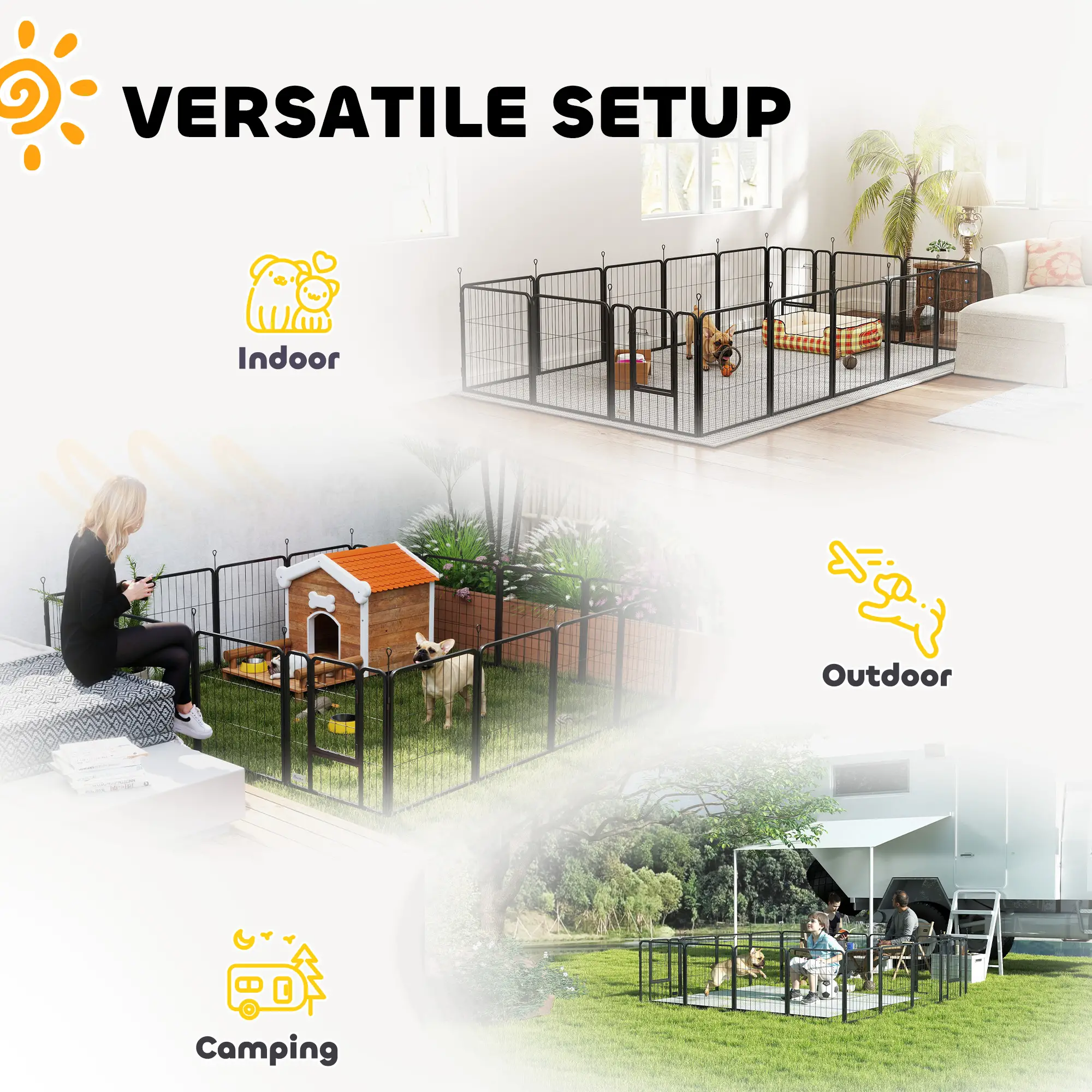 16 Panel Dog Playpen, Portable DIY, 24" Height, For Small Dogs - Image 6