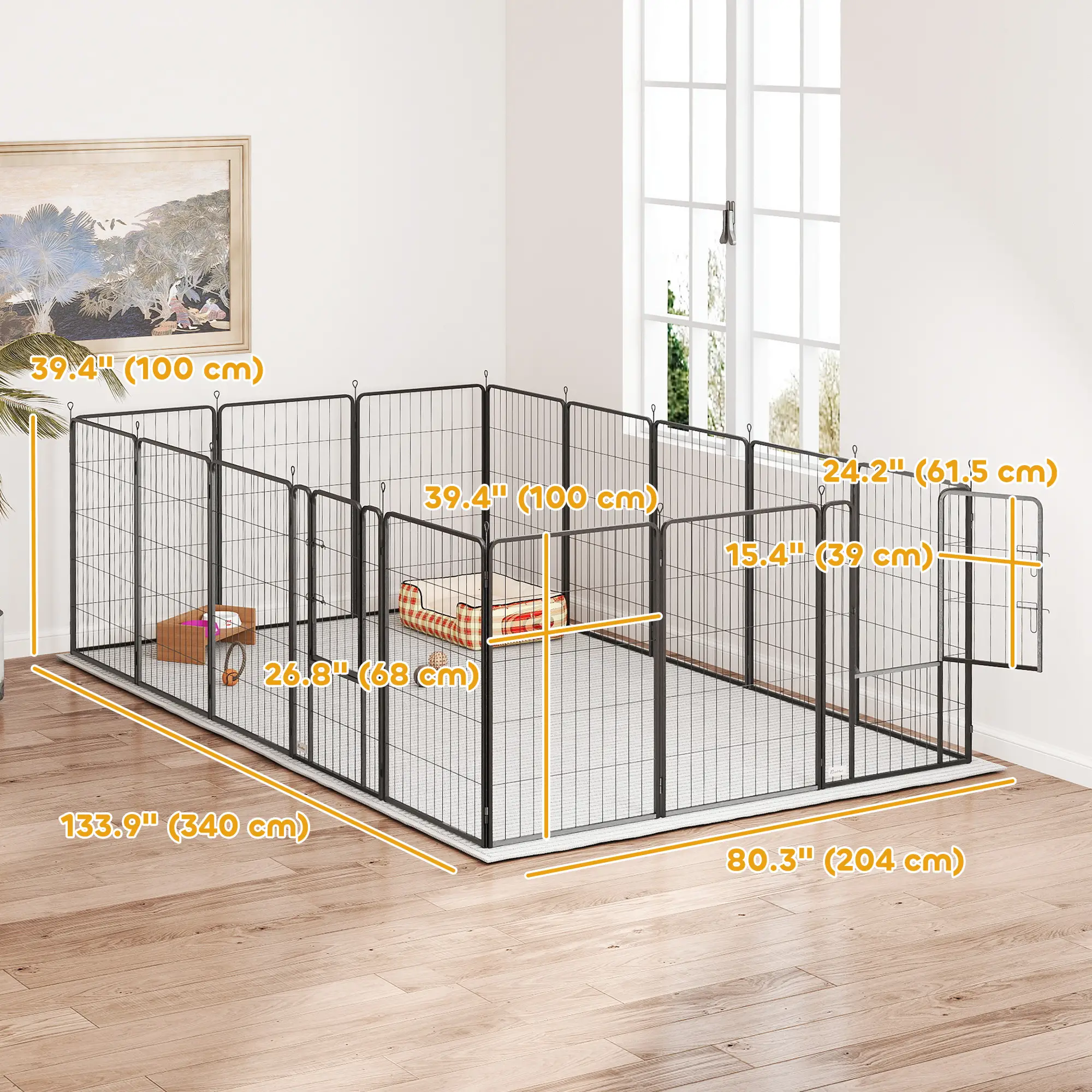 16 Panels Dog Playpen, 39" Height, Portable DIY, For Large Dogs - Image 3
