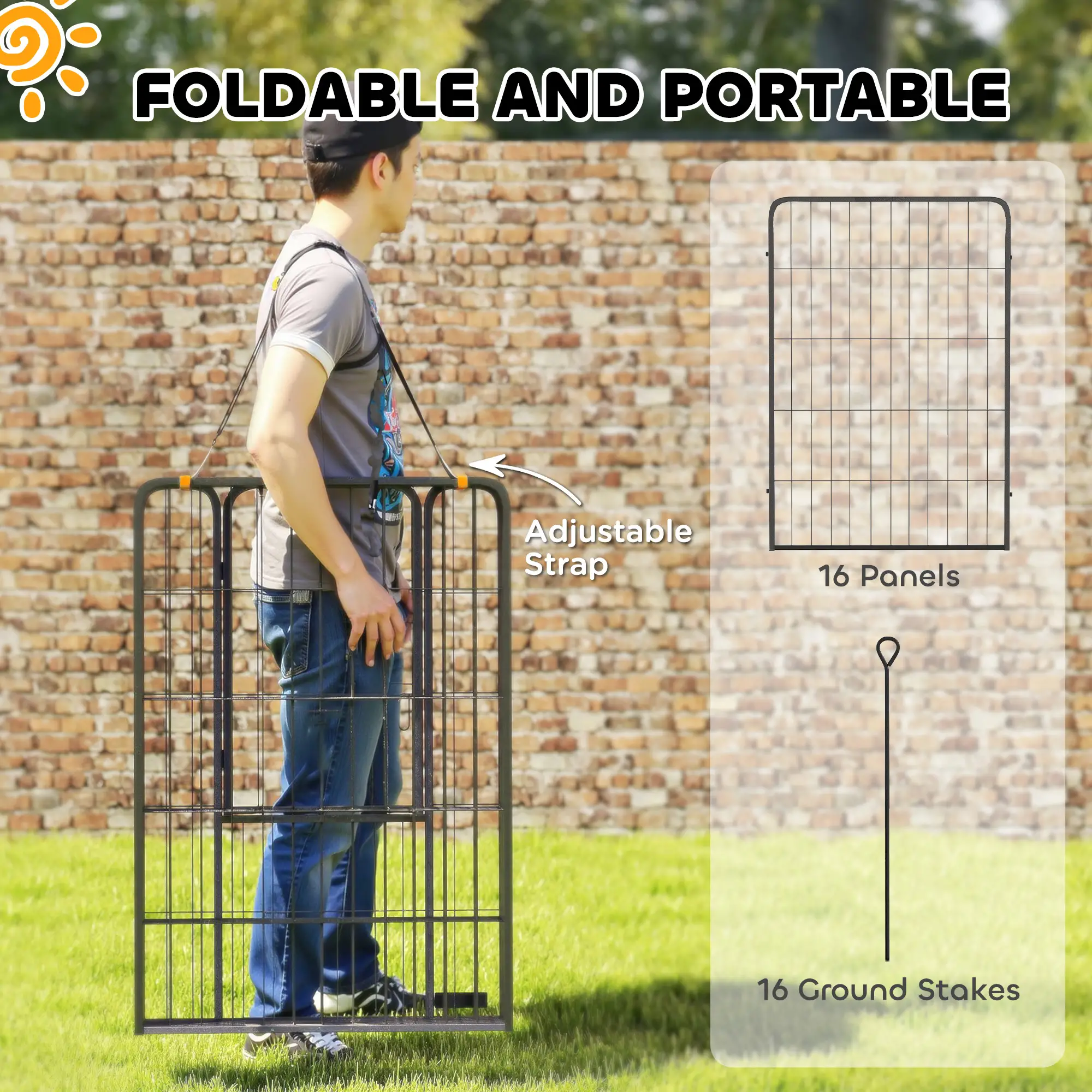 16 Panels Dog Playpen, 39" Height, Portable DIY, For Large Dogs - Image 4