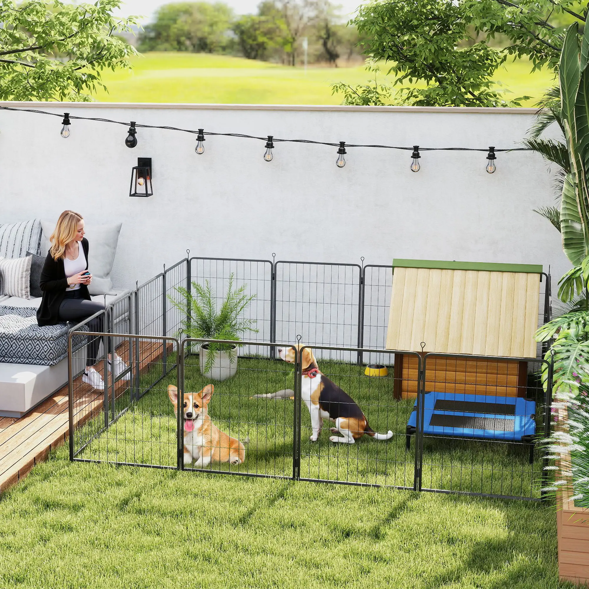 16 Panels Dog Playpen, Portable, for Medium Dogs, 31.5" H - Image 2
