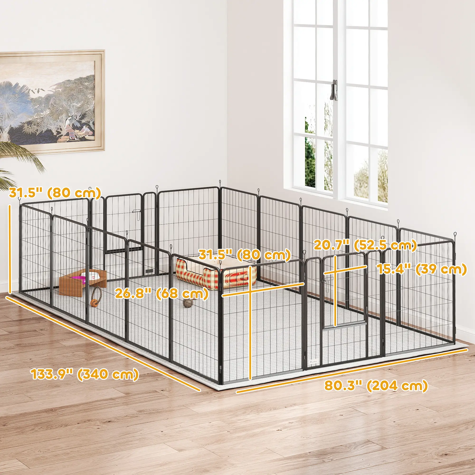 16 Panels Dog Playpen, Portable, for Medium Dogs, 31.5" H - Image 3