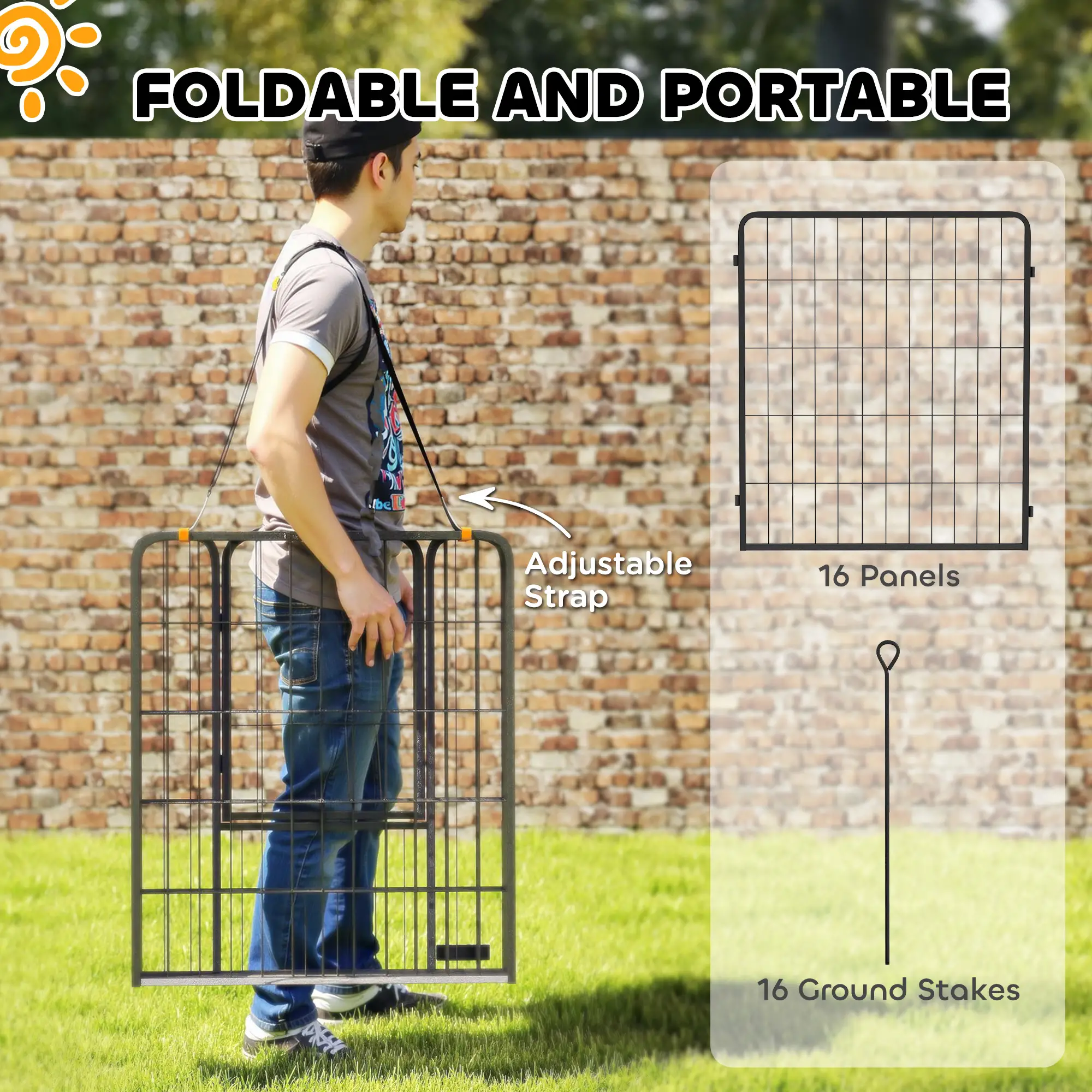 16 Panels Dog Playpen, Portable, for Medium Dogs, 31.5" H - Image 4