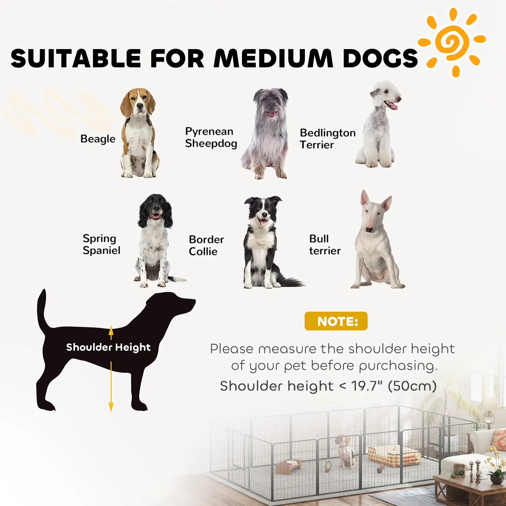 16 Panels Dog Playpen, Portable, for Medium Dogs, 31.5" H - Image 9