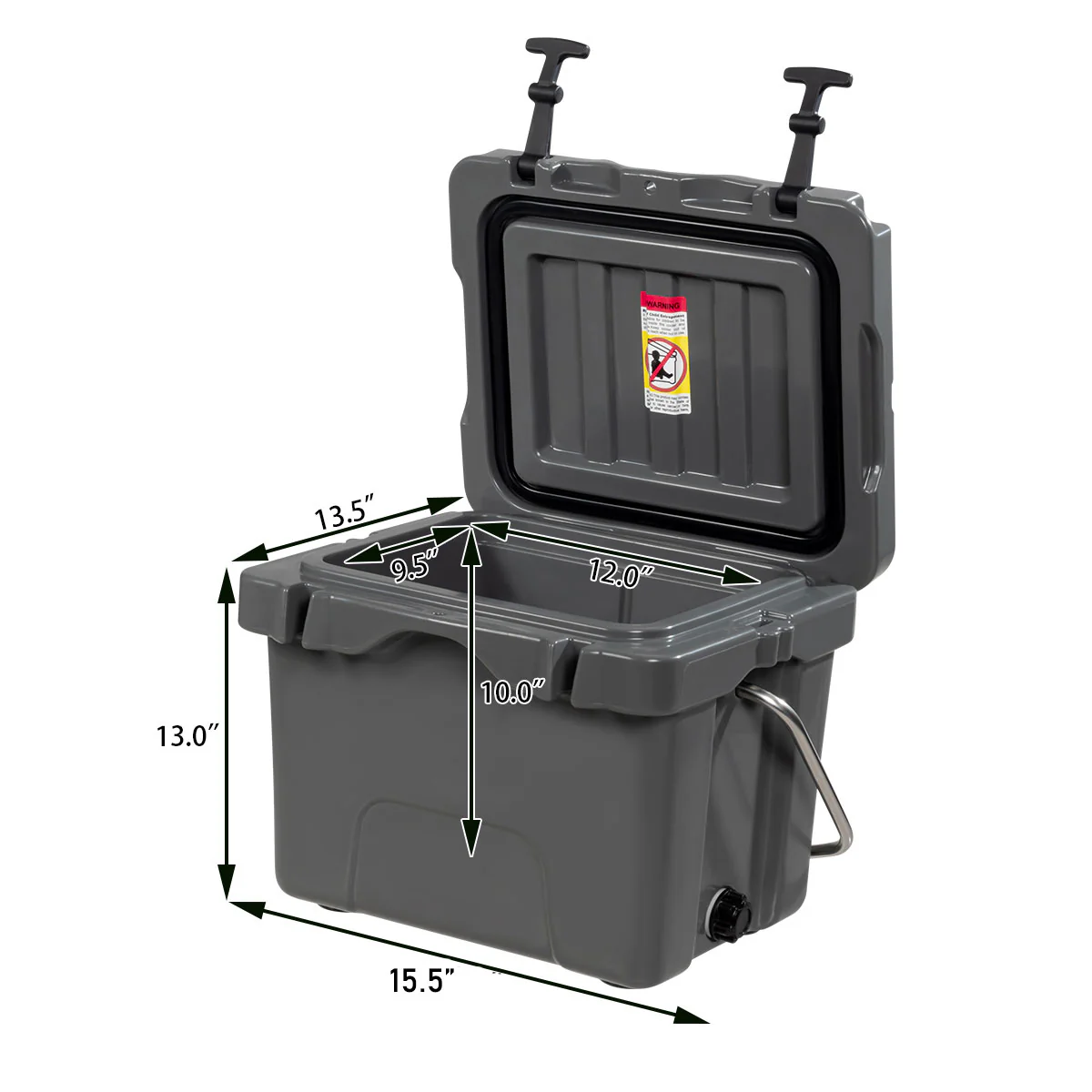 16 Quart Portable Insulated Ice Cooler, 24-Can Capacity, Gray - Image 5