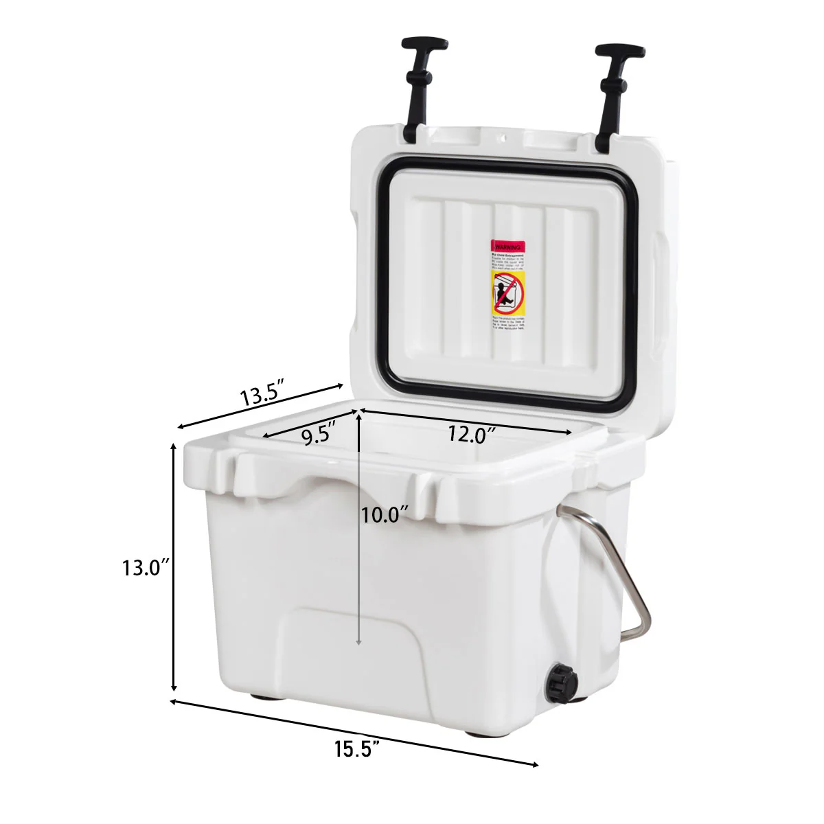 16 Quart Portable Insulated Ice Cooler, 24-Can Capacity, White - Image 4