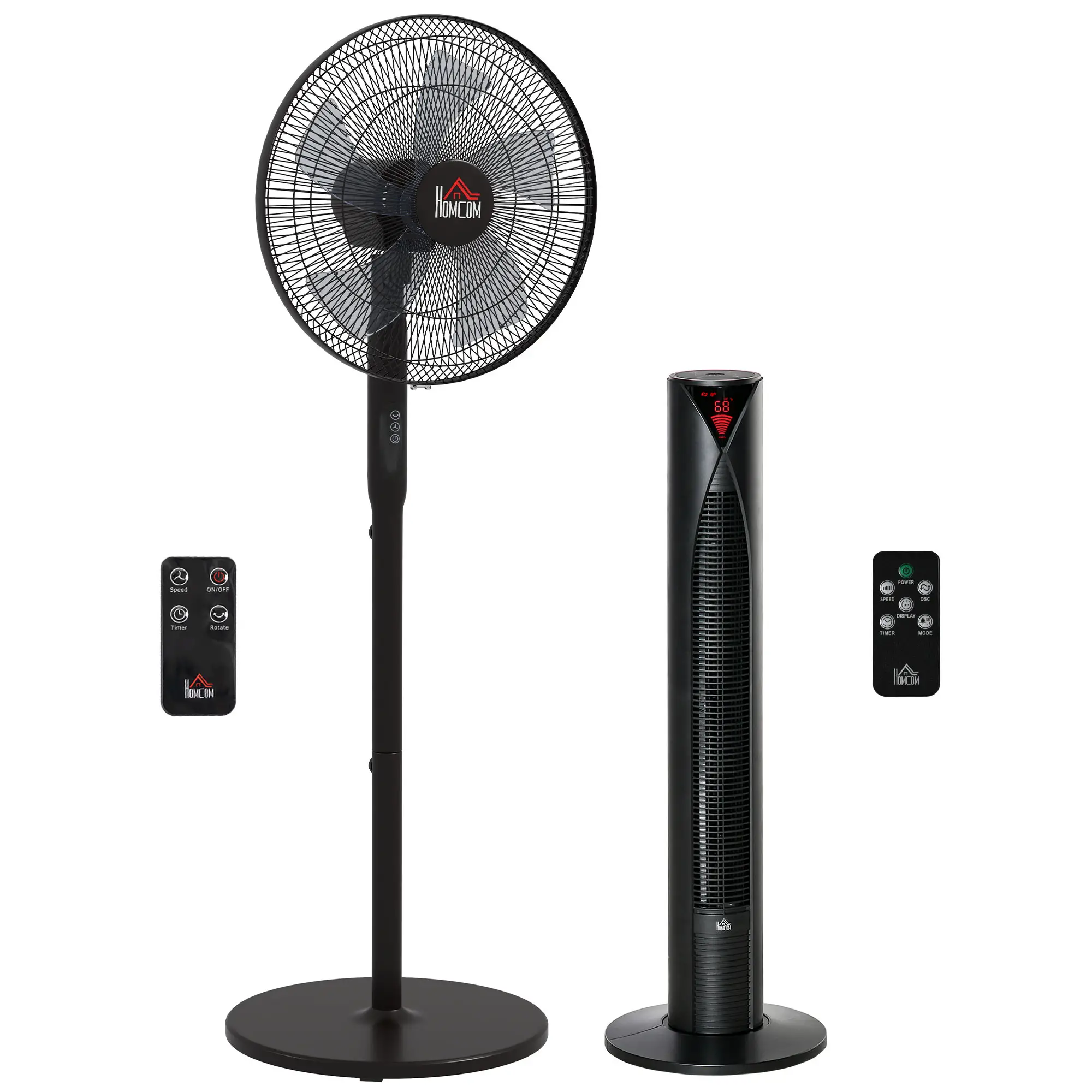 16" Tower and Pedestal Fan Set, Remote Control, Adjustable Height, Black - Image 11