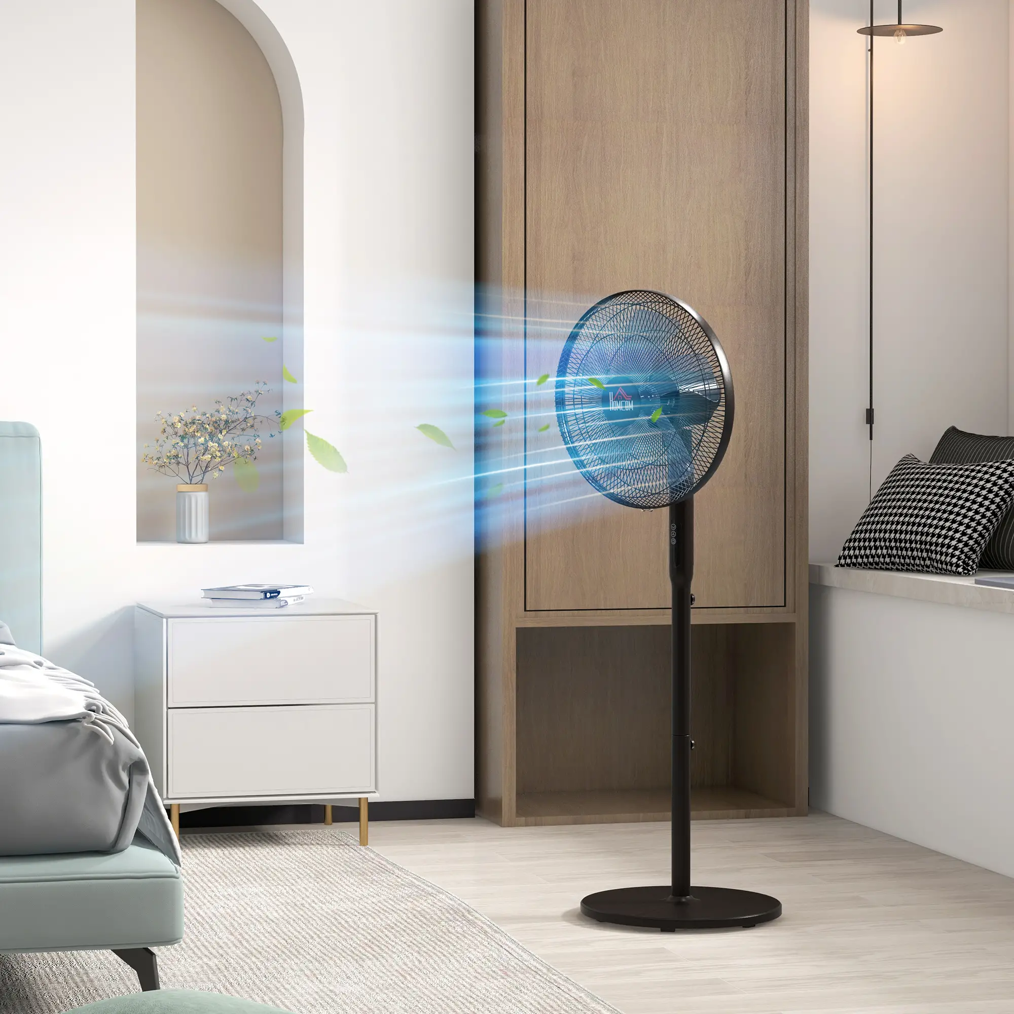 16" Tower and Pedestal Fan Set, Remote Control, Adjustable Height, Black - Image 8