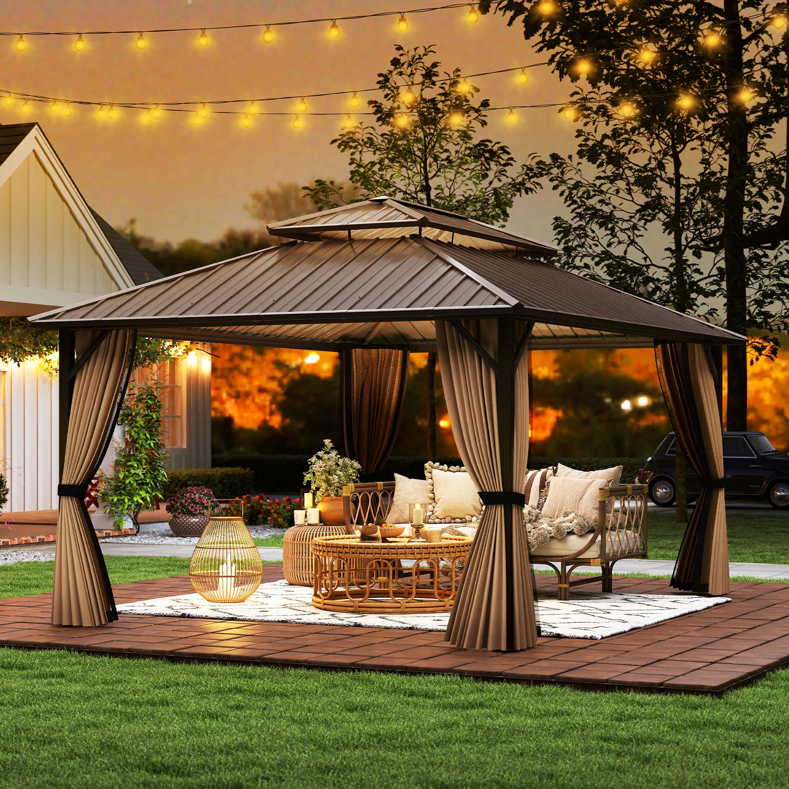 16 x 12 FT Hardtop Gazebo, Outdoor Pergola For Patio Garden - Image 3
