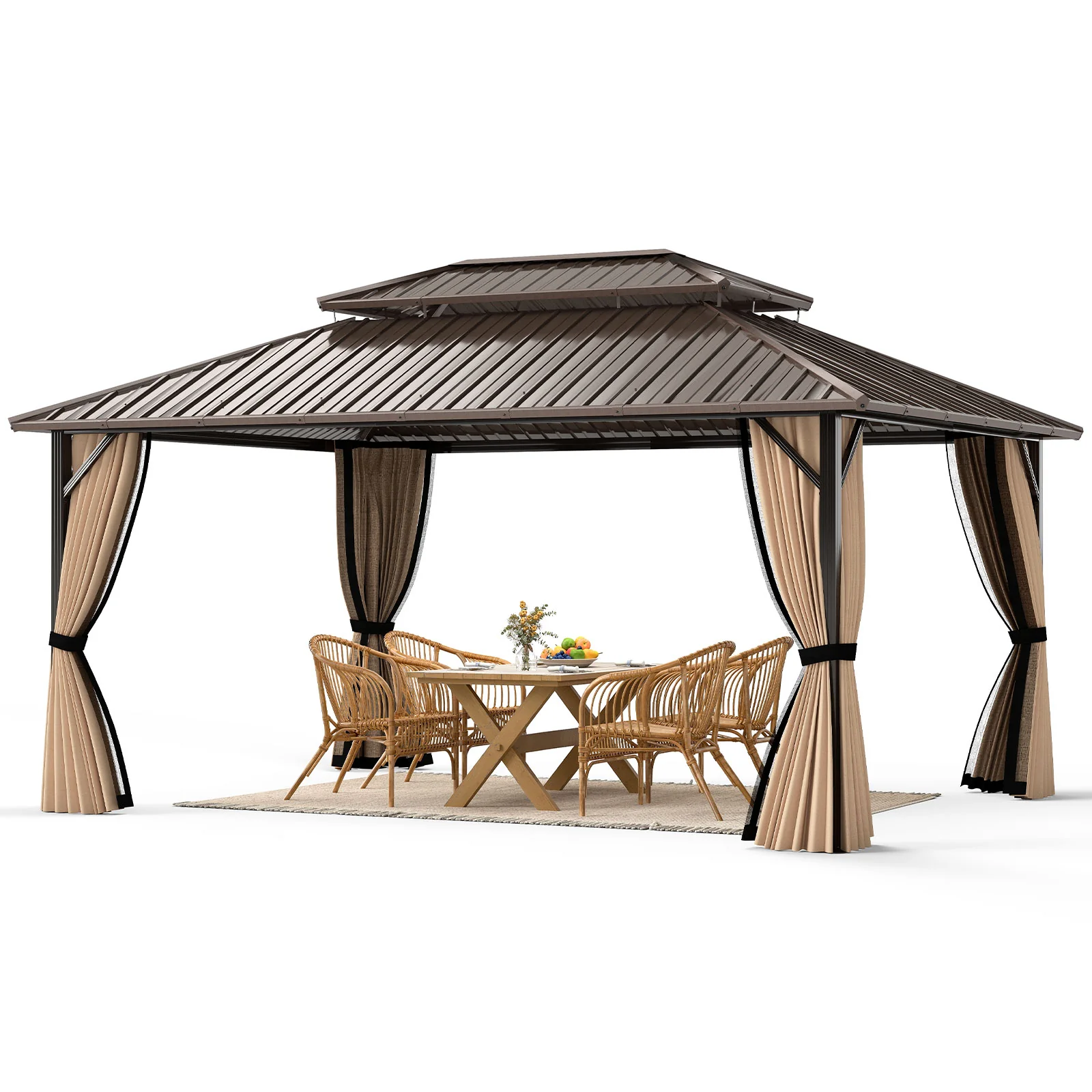16 x 12 FT Hardtop Gazebo, Outdoor Pergola For Patio Garden - Image 5