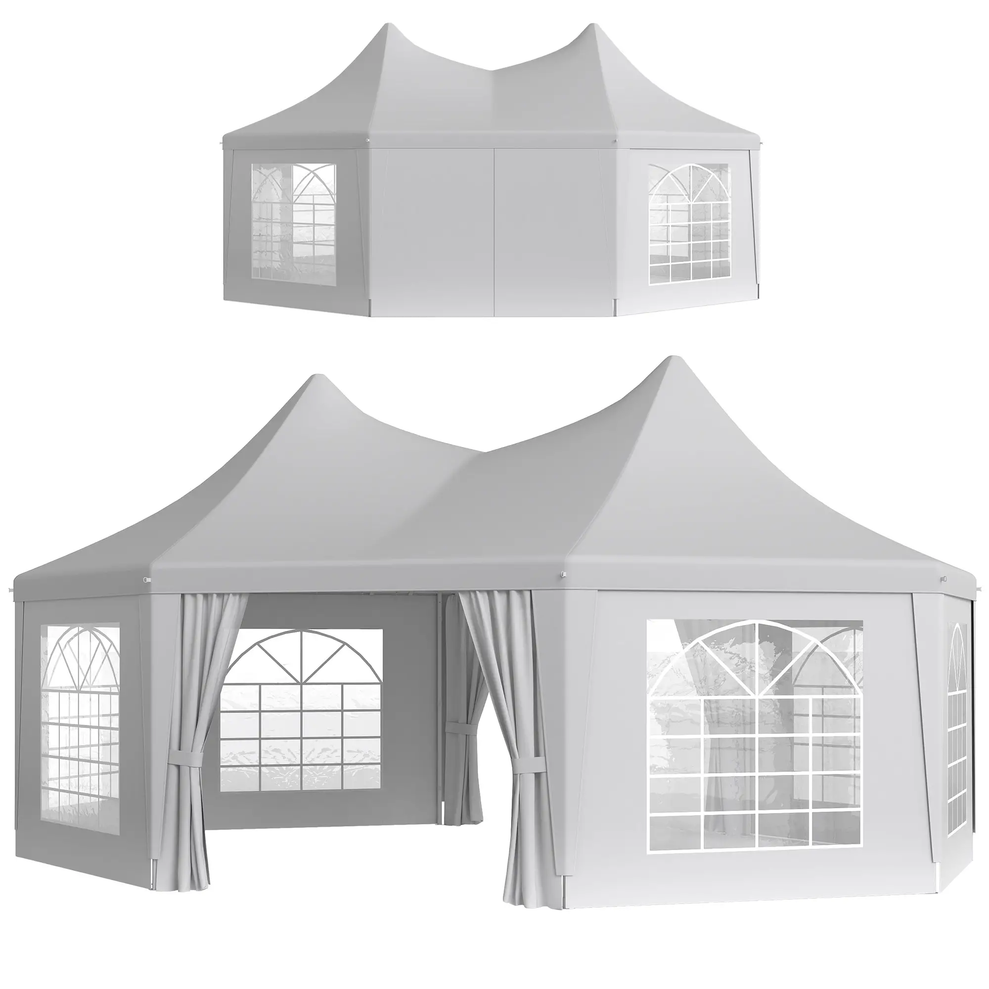 16' x 22' White High Peak Octagonal Wedding Tent, Removable Walls, White