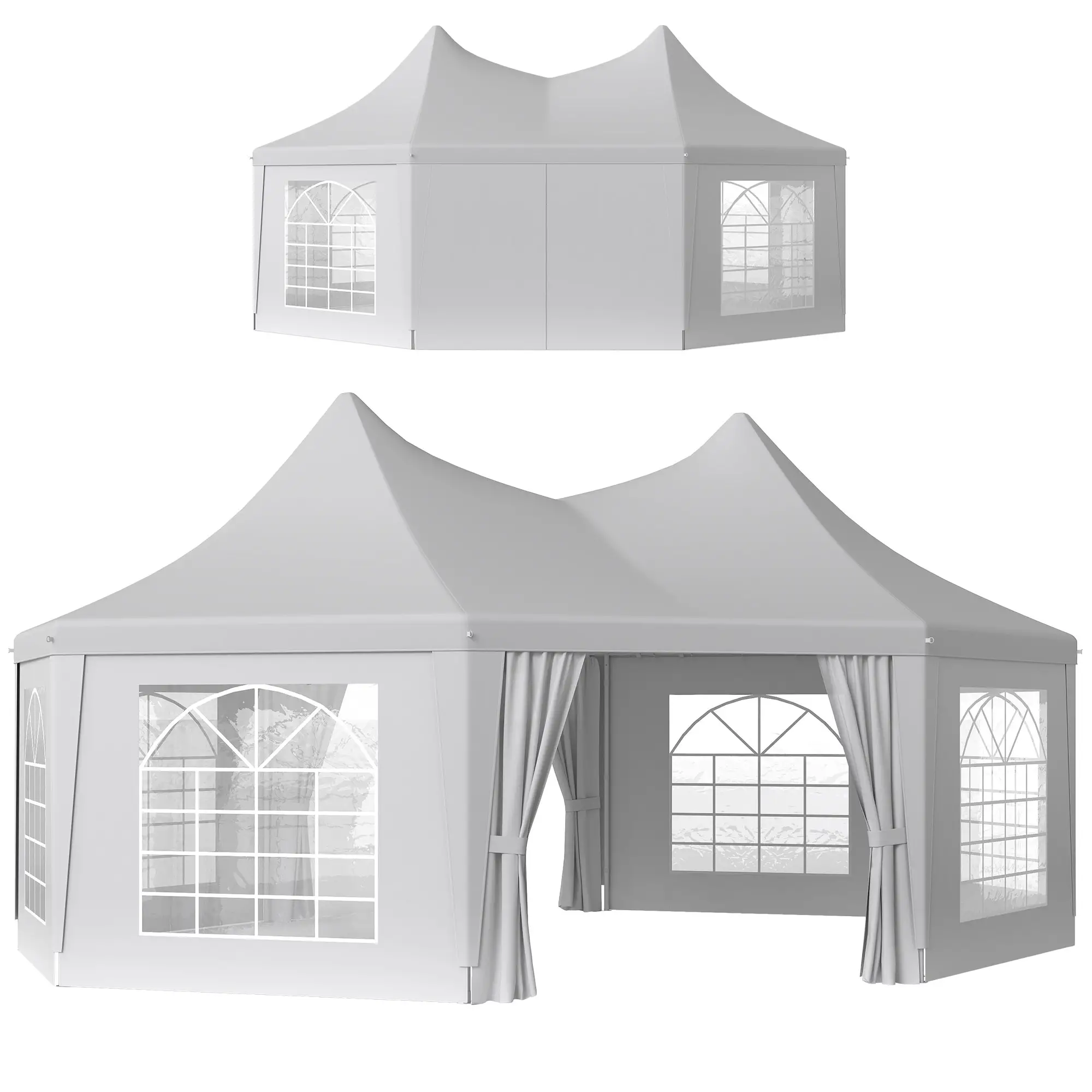 16' x 22' White High Peak Octagonal Wedding Tent, Removable Walls, White - Image 11