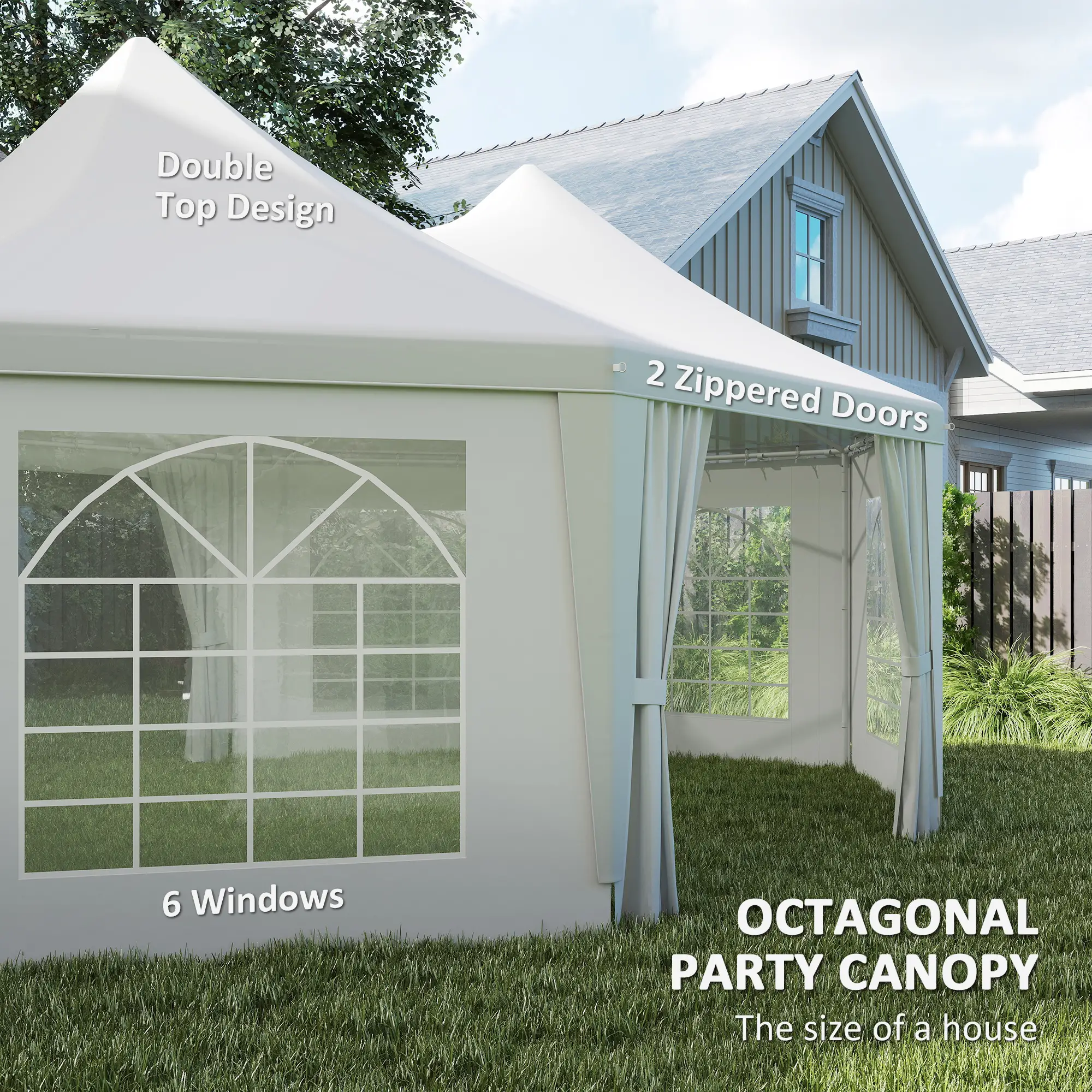 16' x 22' White High Peak Octagonal Wedding Tent, Removable Walls, White - Image 6