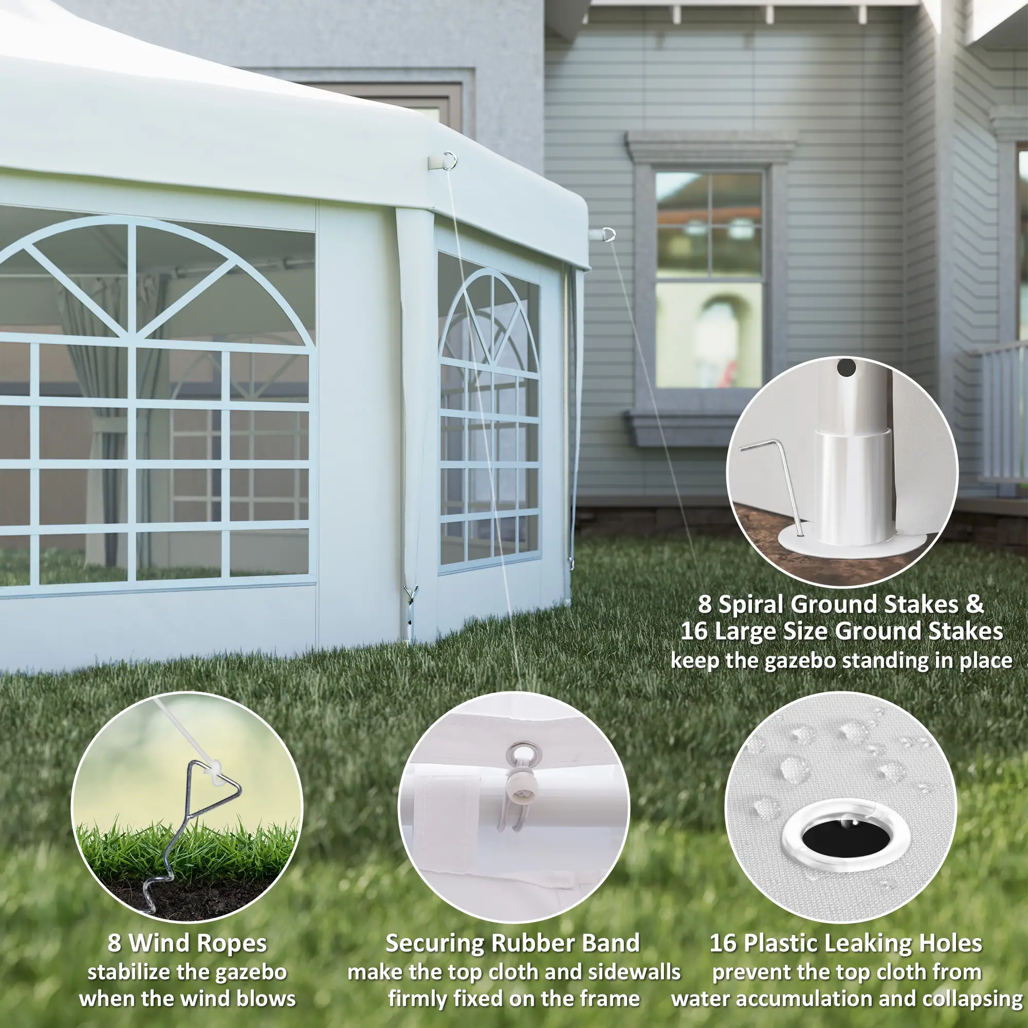 16' x 22' White High Peak Octagonal Wedding Tent, Removable Walls, White - Image 7