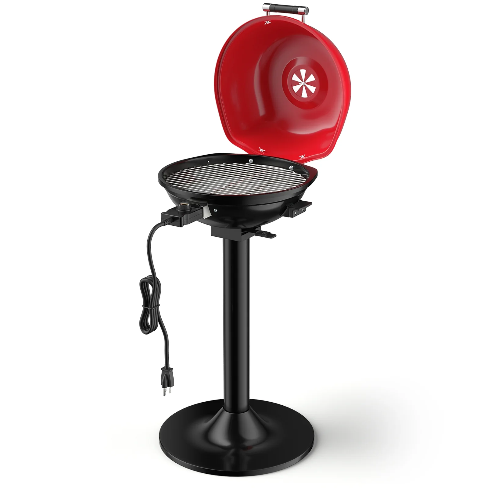 1600W Portable Electric BBQ Grill with Removable Non-Stick Rack, Black & Red - Image 5